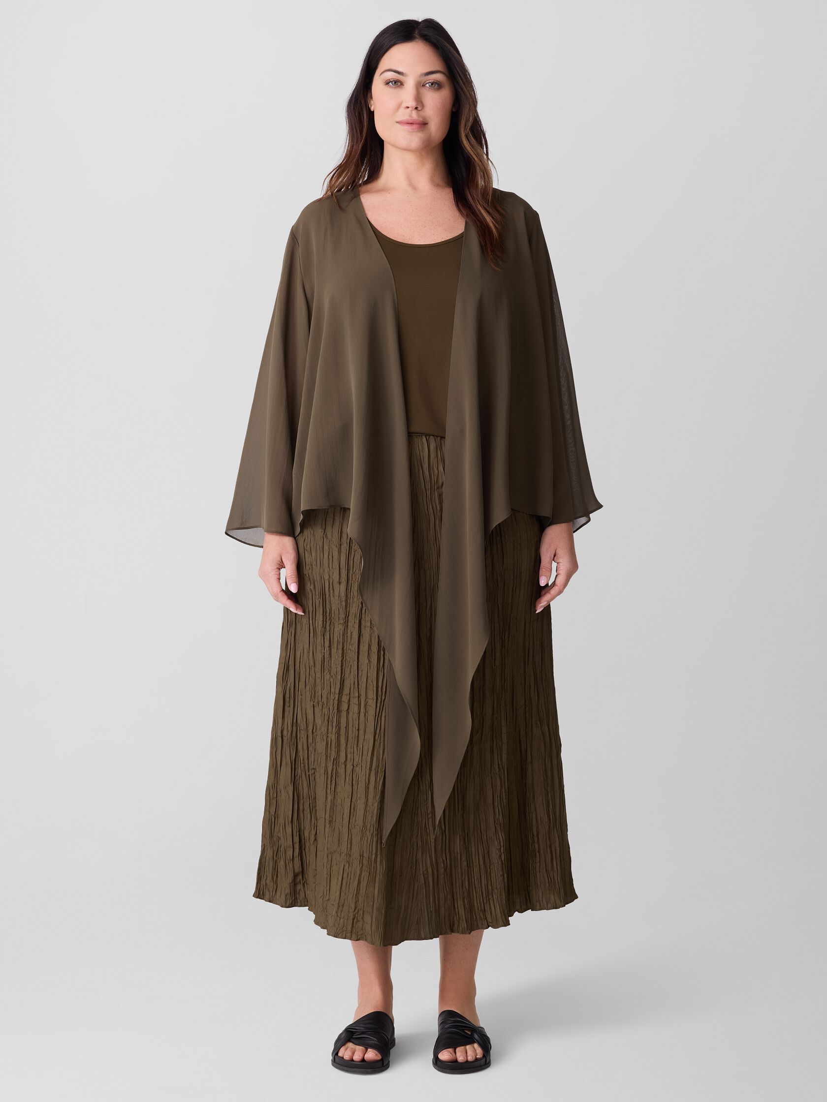 Crushed Silk Flared Skirt