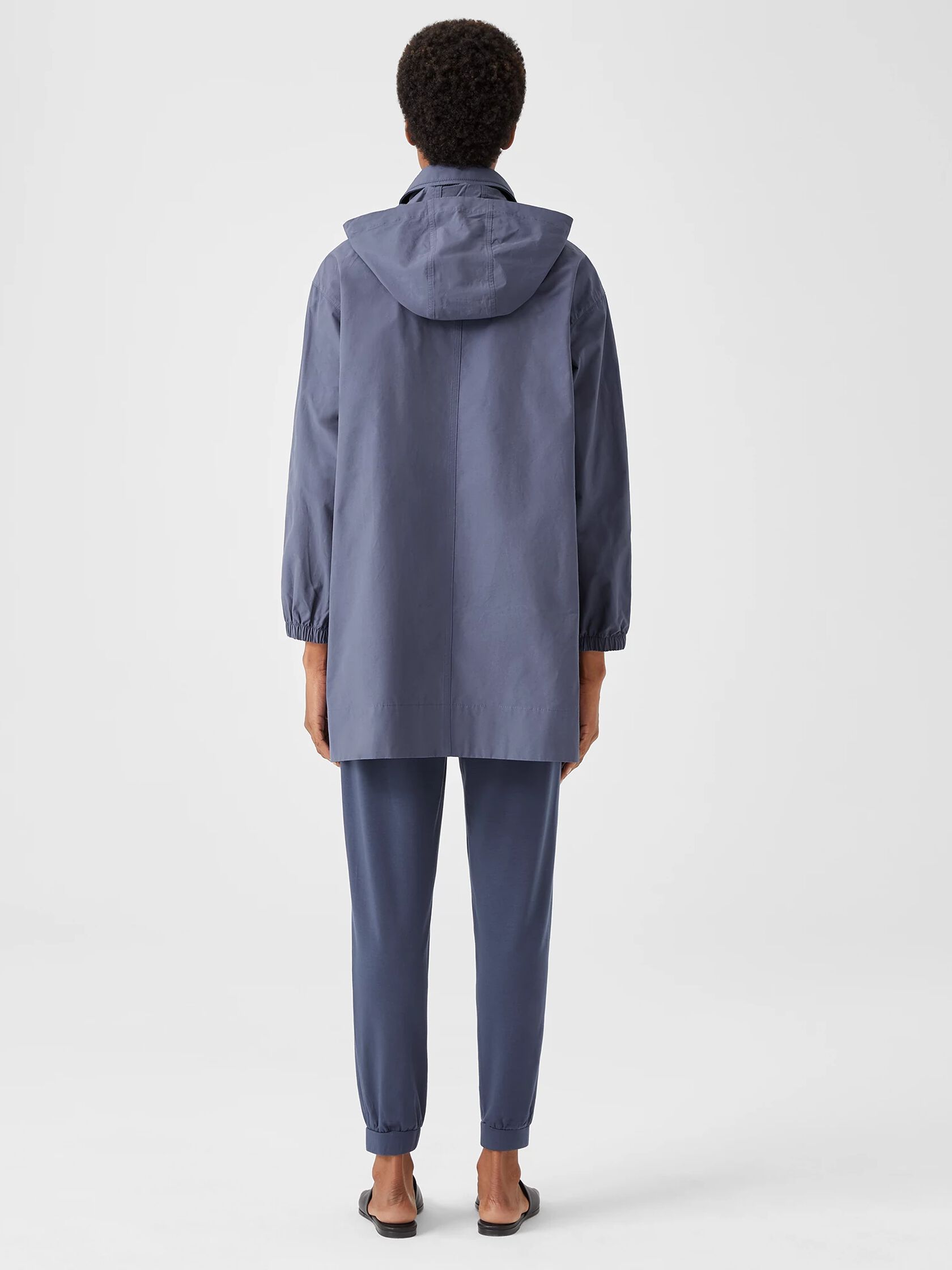 Light Cotton Nylon Stand Collar Long Coat