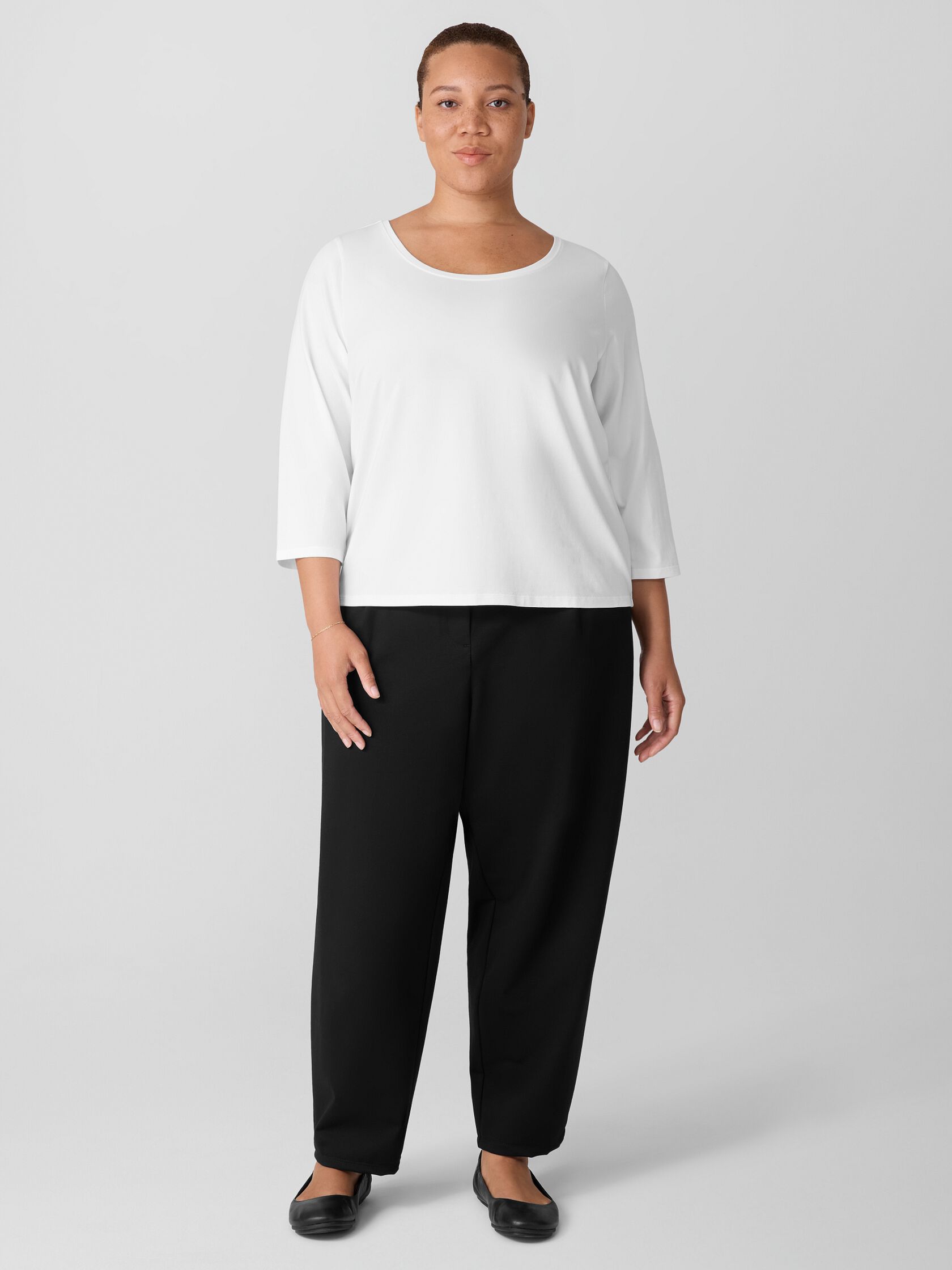 Stretch Jersey Knit Scoop Neck Top