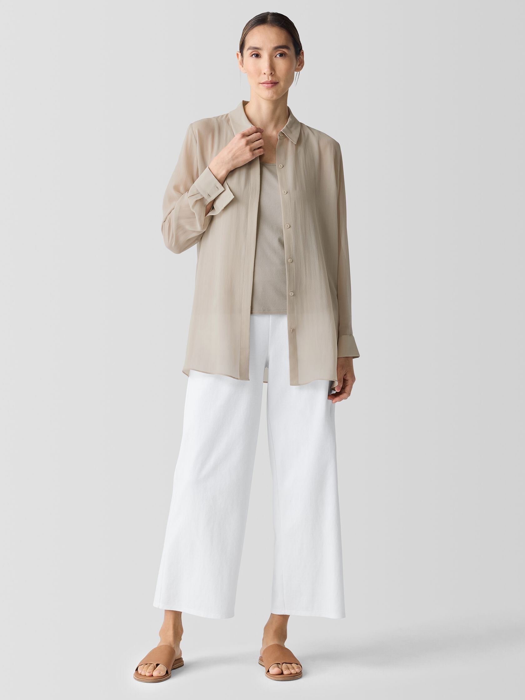 Sheer Silk Georgette&nbsp;Classic Collar Shirt