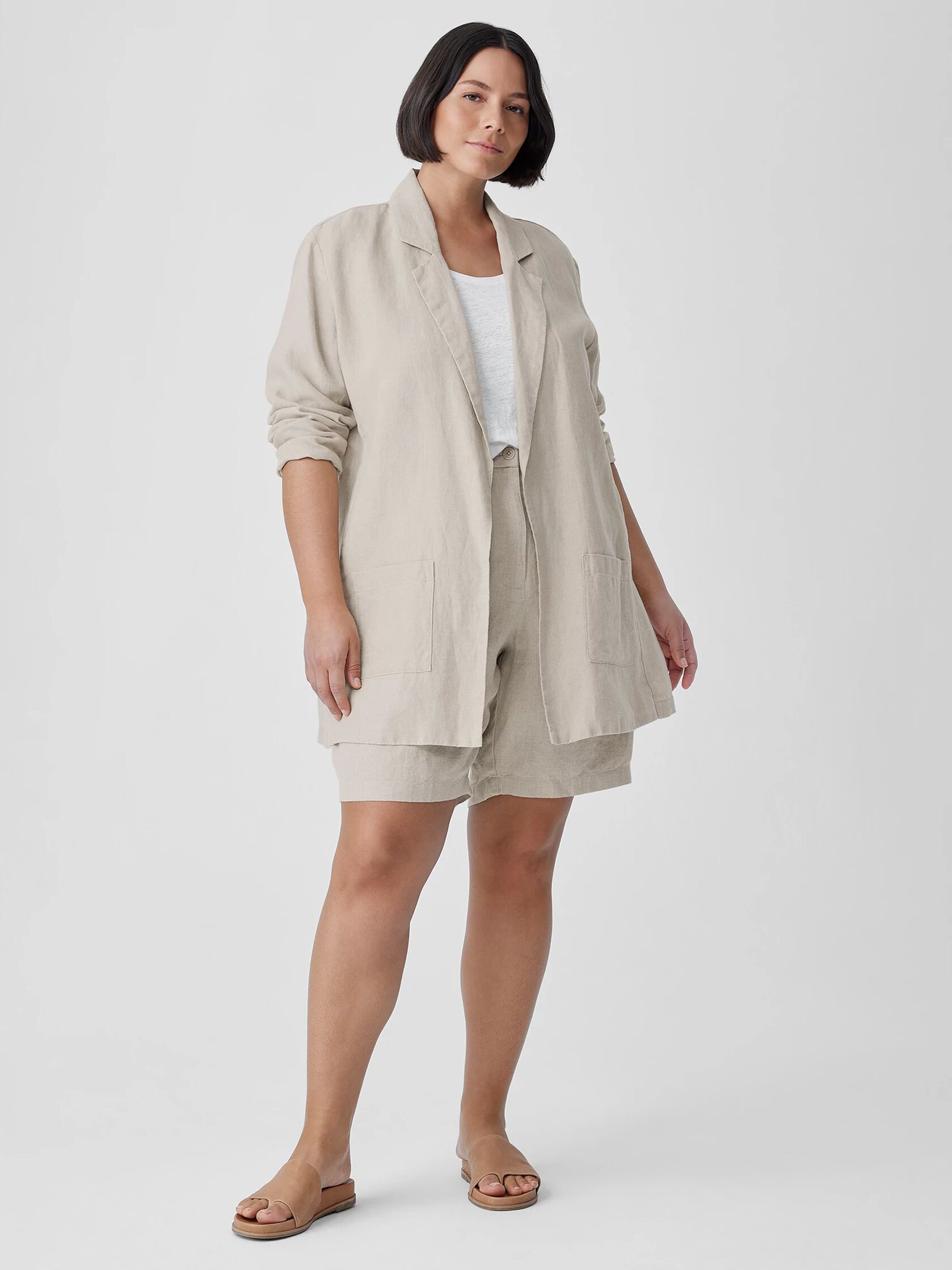 Organic Linen Long Blazer