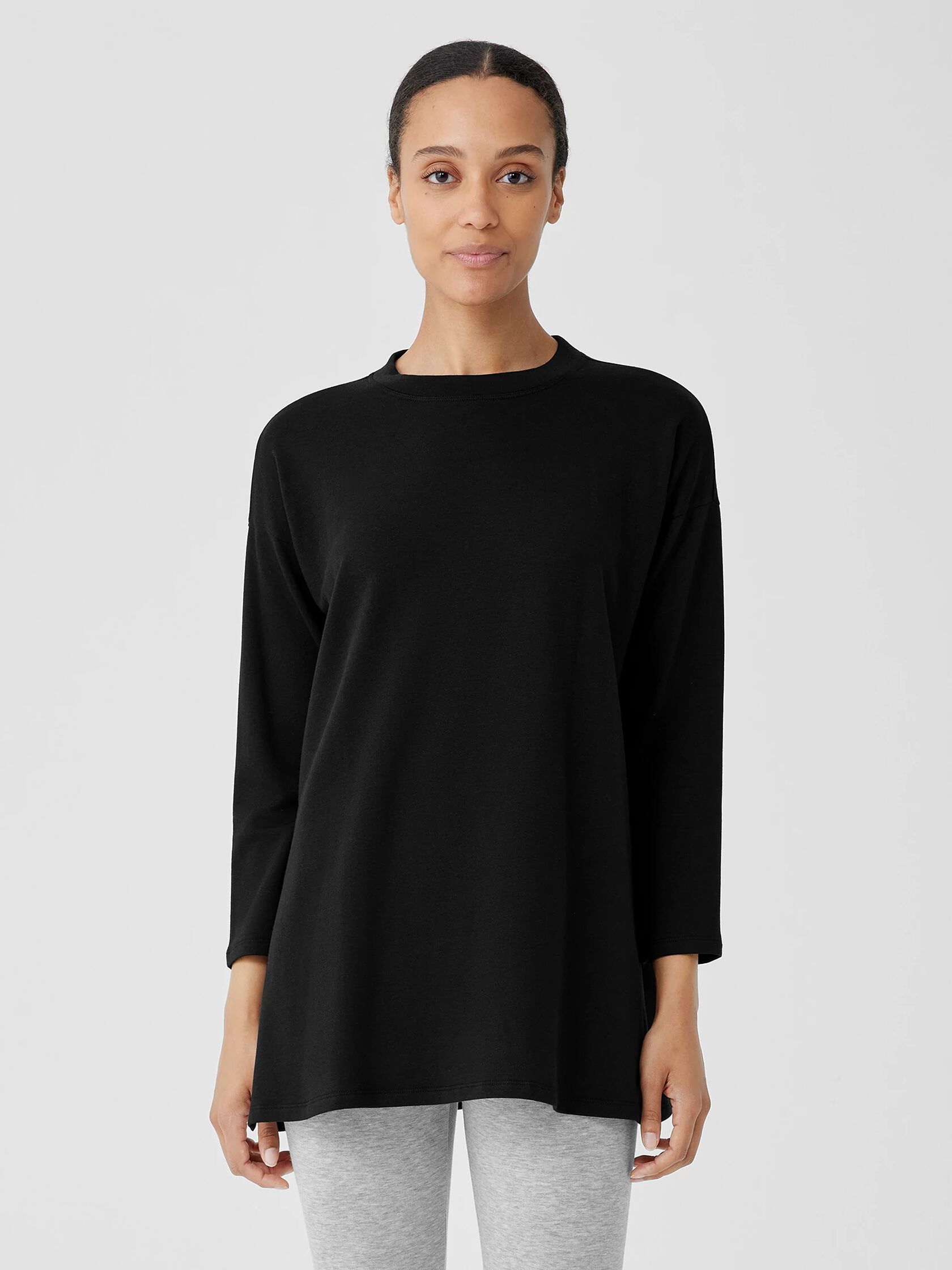 Cozy Brushed Terry Hug Crew Neck Long Top
