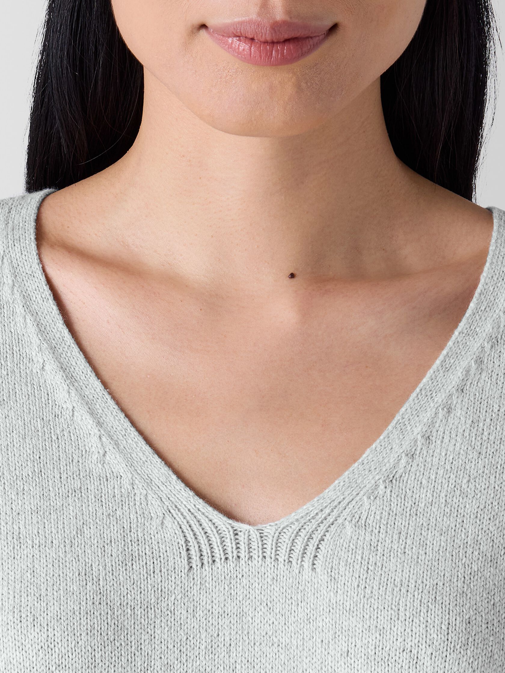 Cotton and Recycled Cashmere V-Neck Top