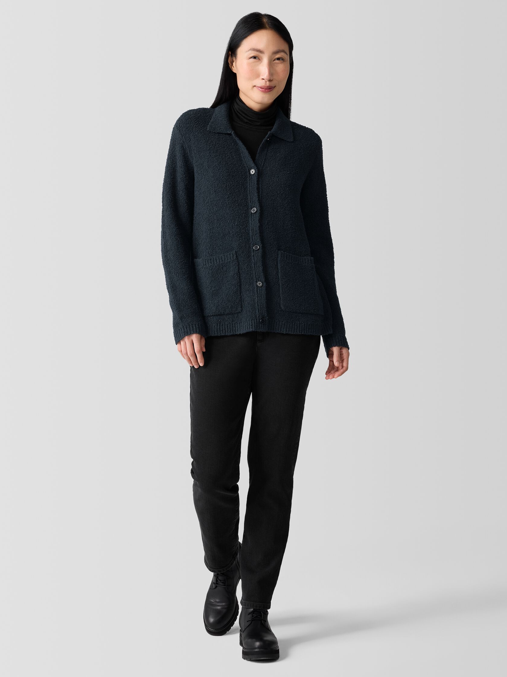 Cotton Fluff Classic Collar Cardigan