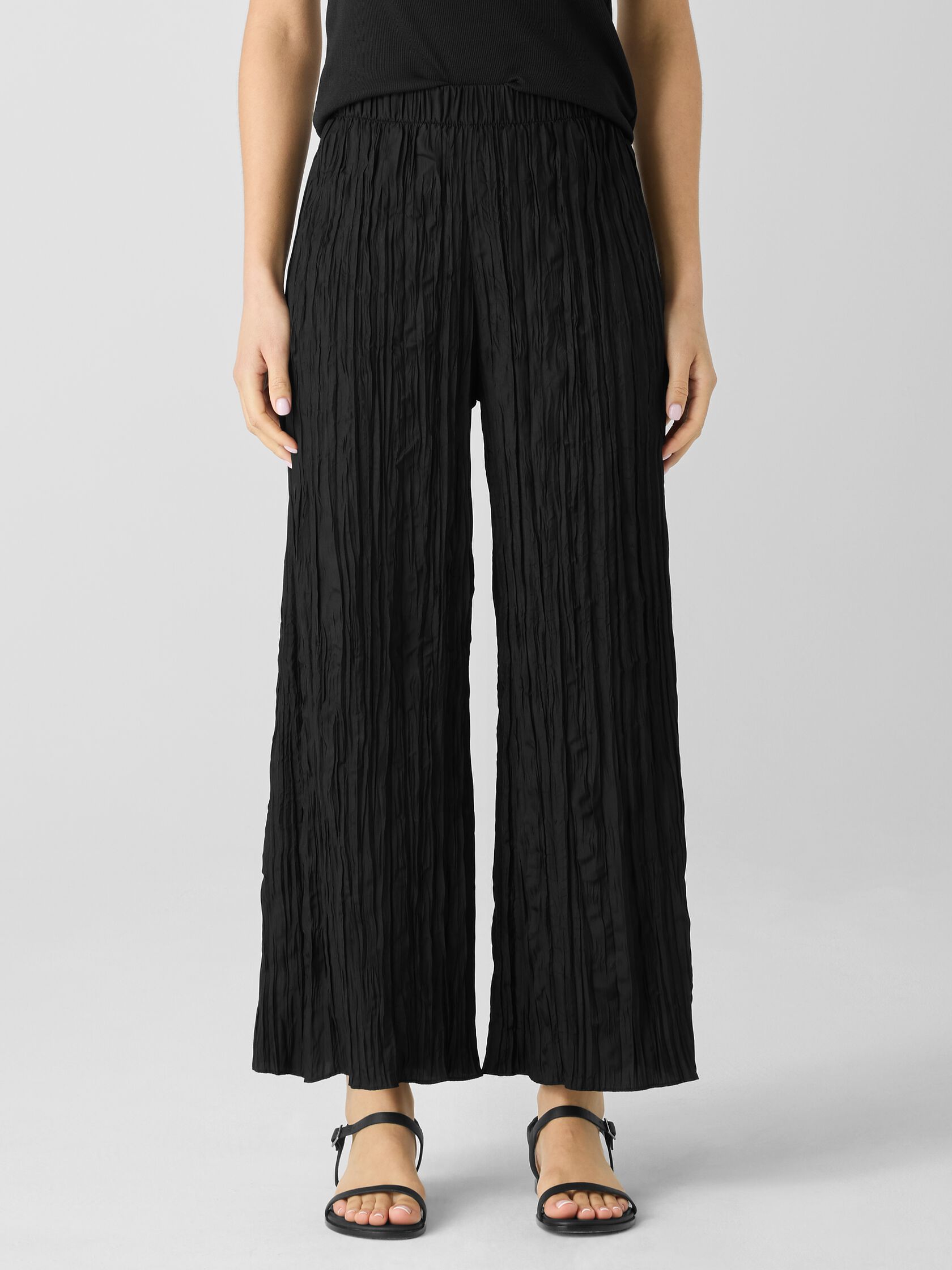 Crushed Silk Wide-Leg Pant