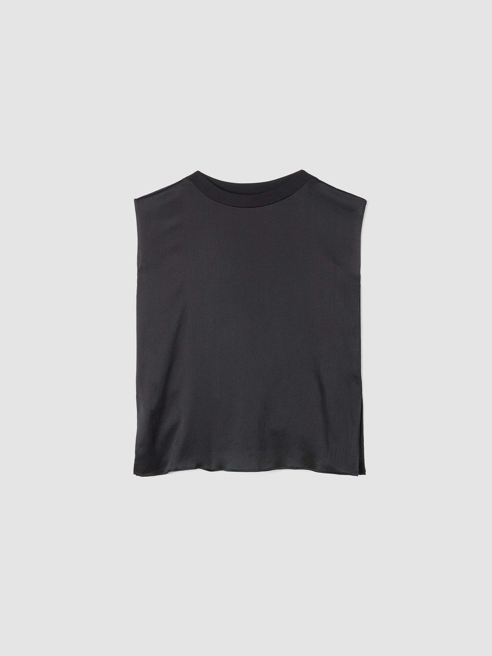 Striated Silk Satin Bateau Neck Top