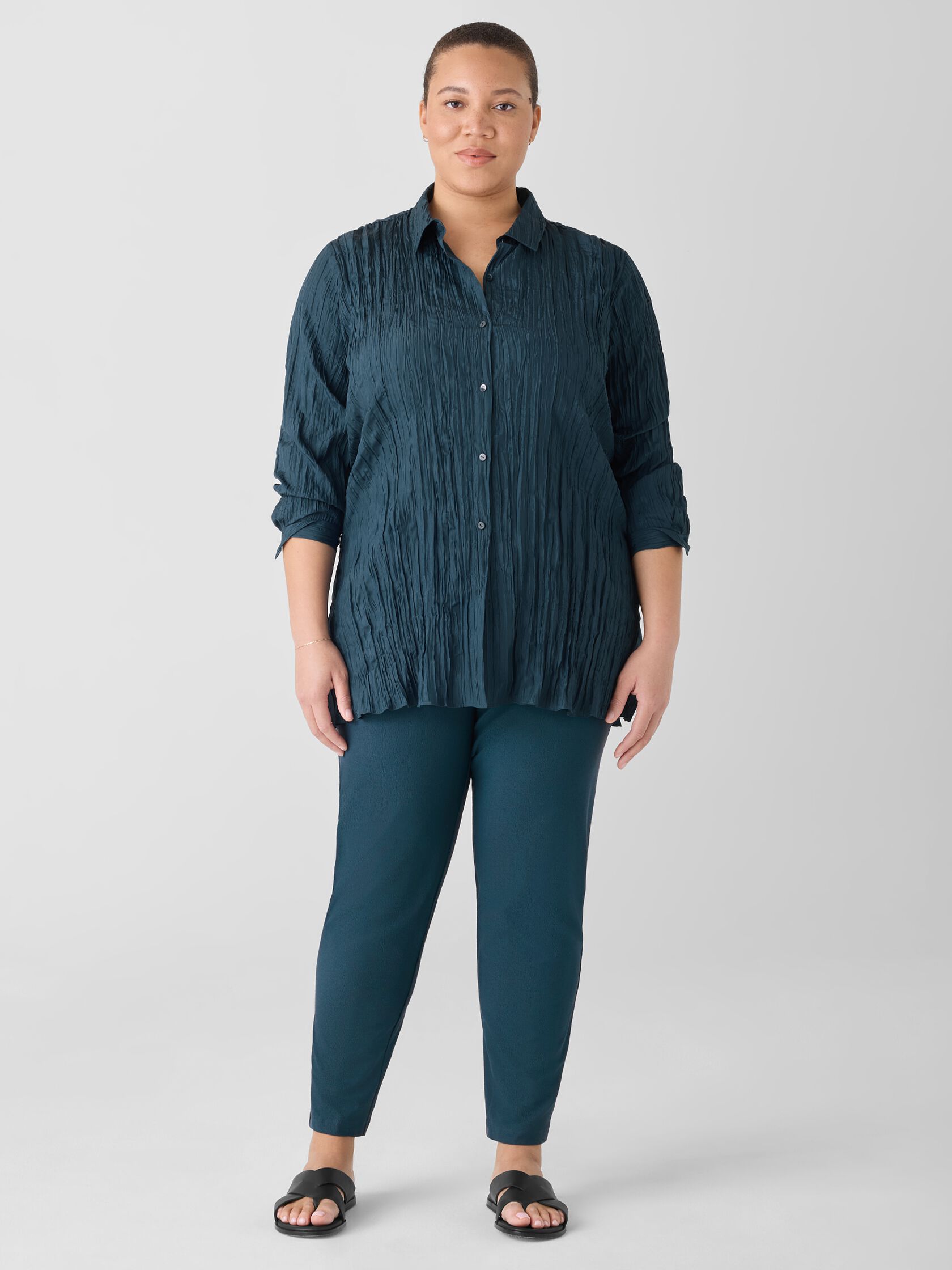 Crushed Silk Classic Collar Shirt