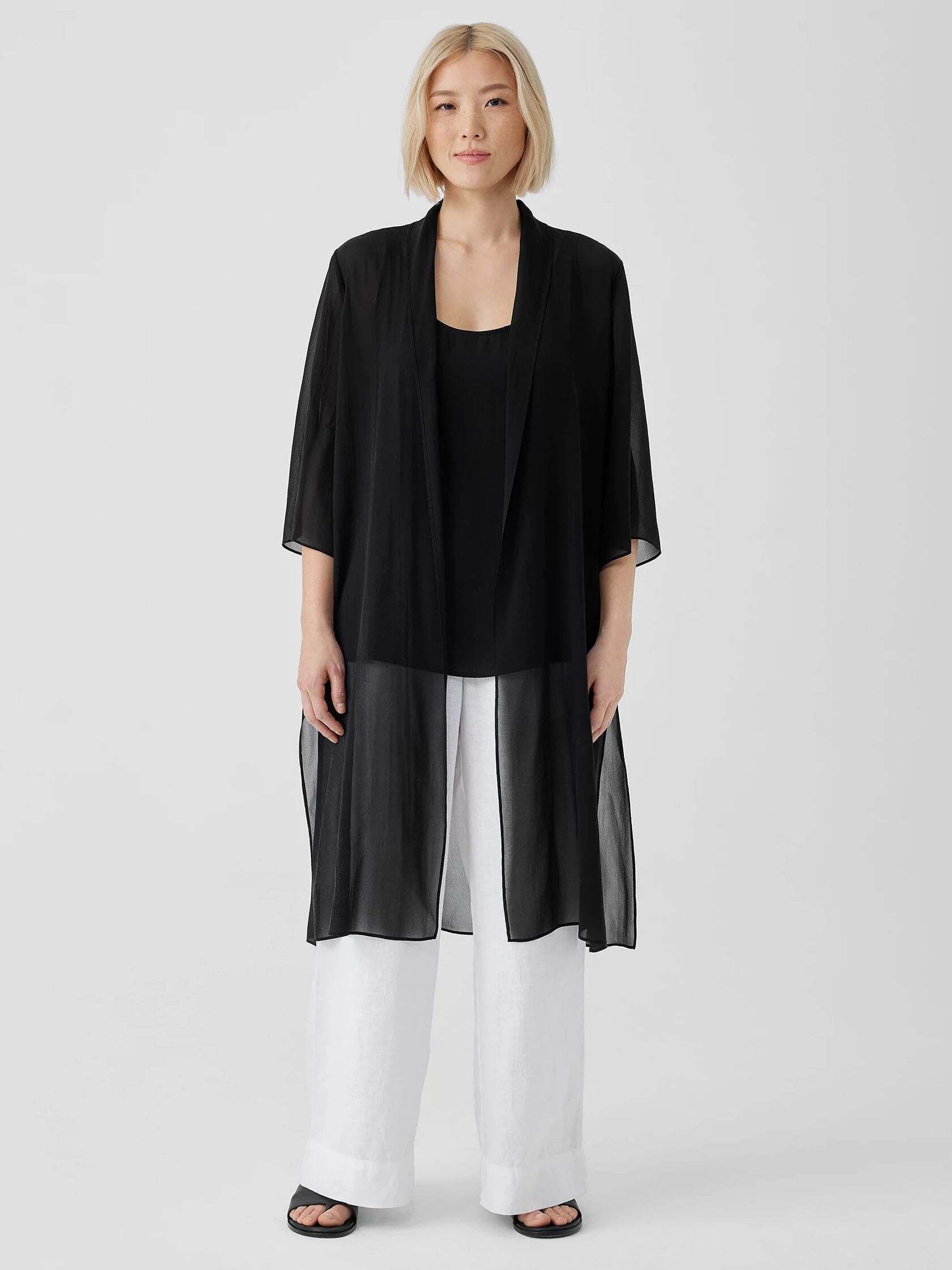 Sheer Silk Georgette High Collar Jacket