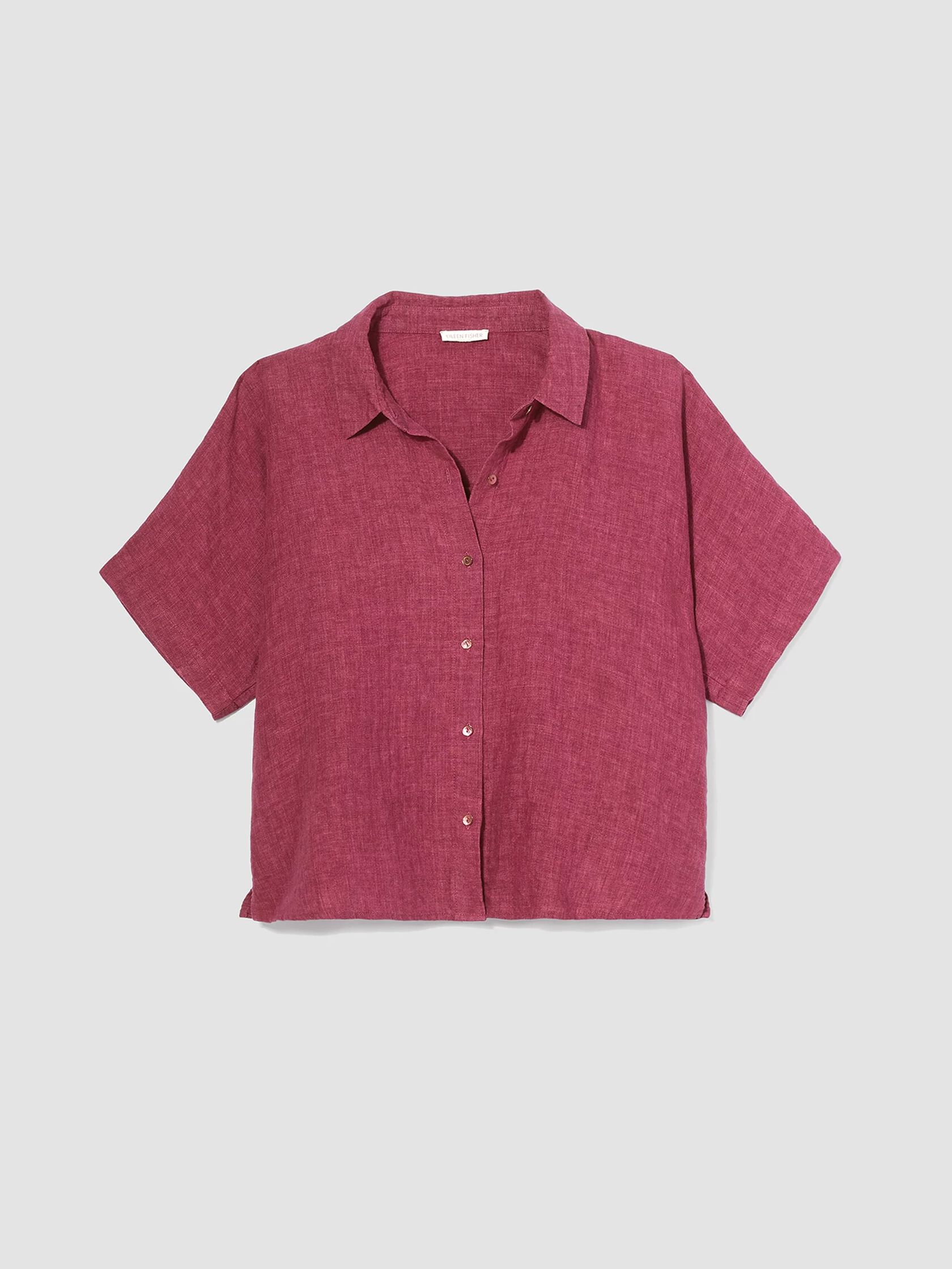 Washed Organic Linen Delave Short-Sleeve Shirt