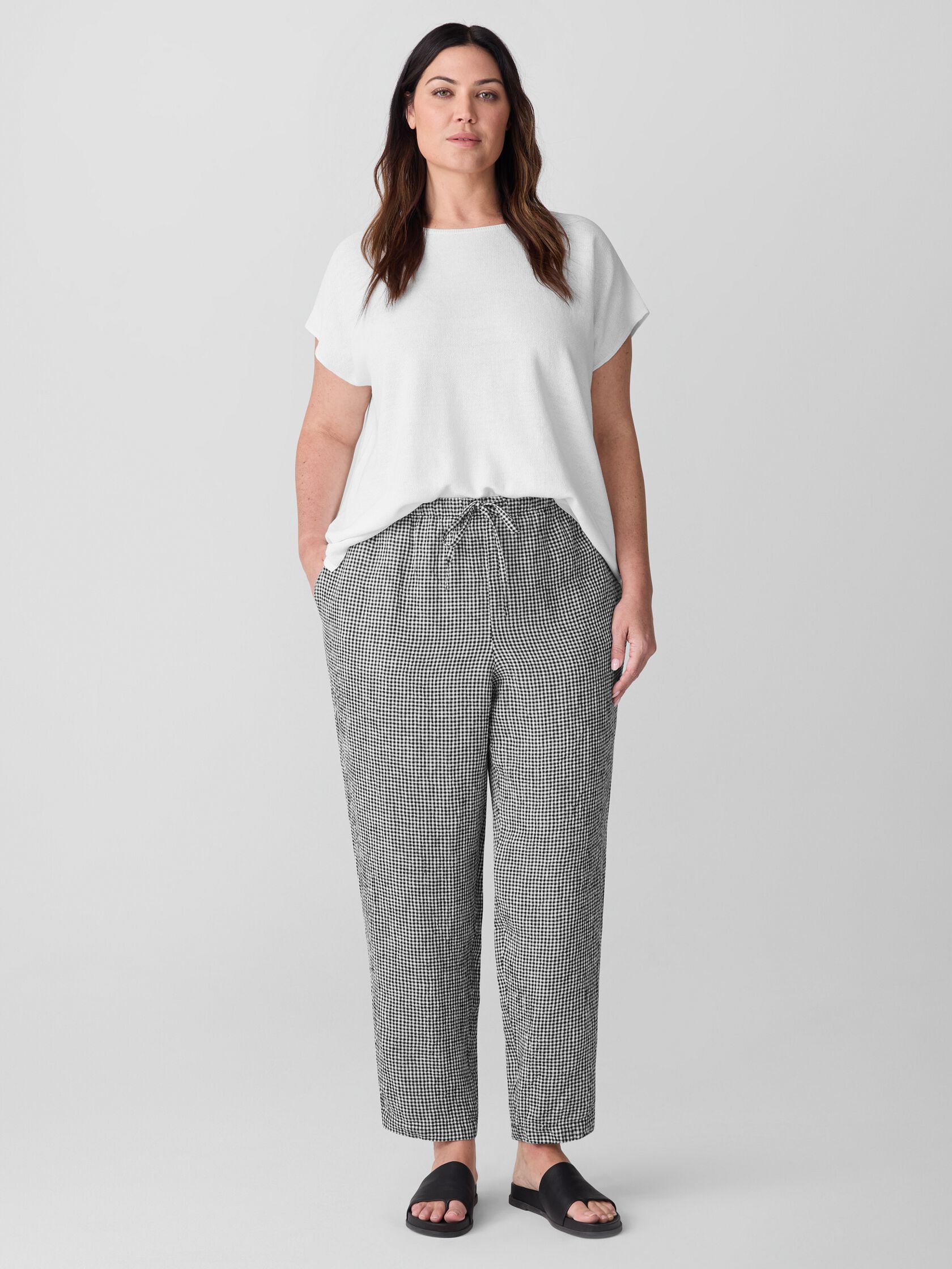 Puckered Organic Linen Tapered Pant