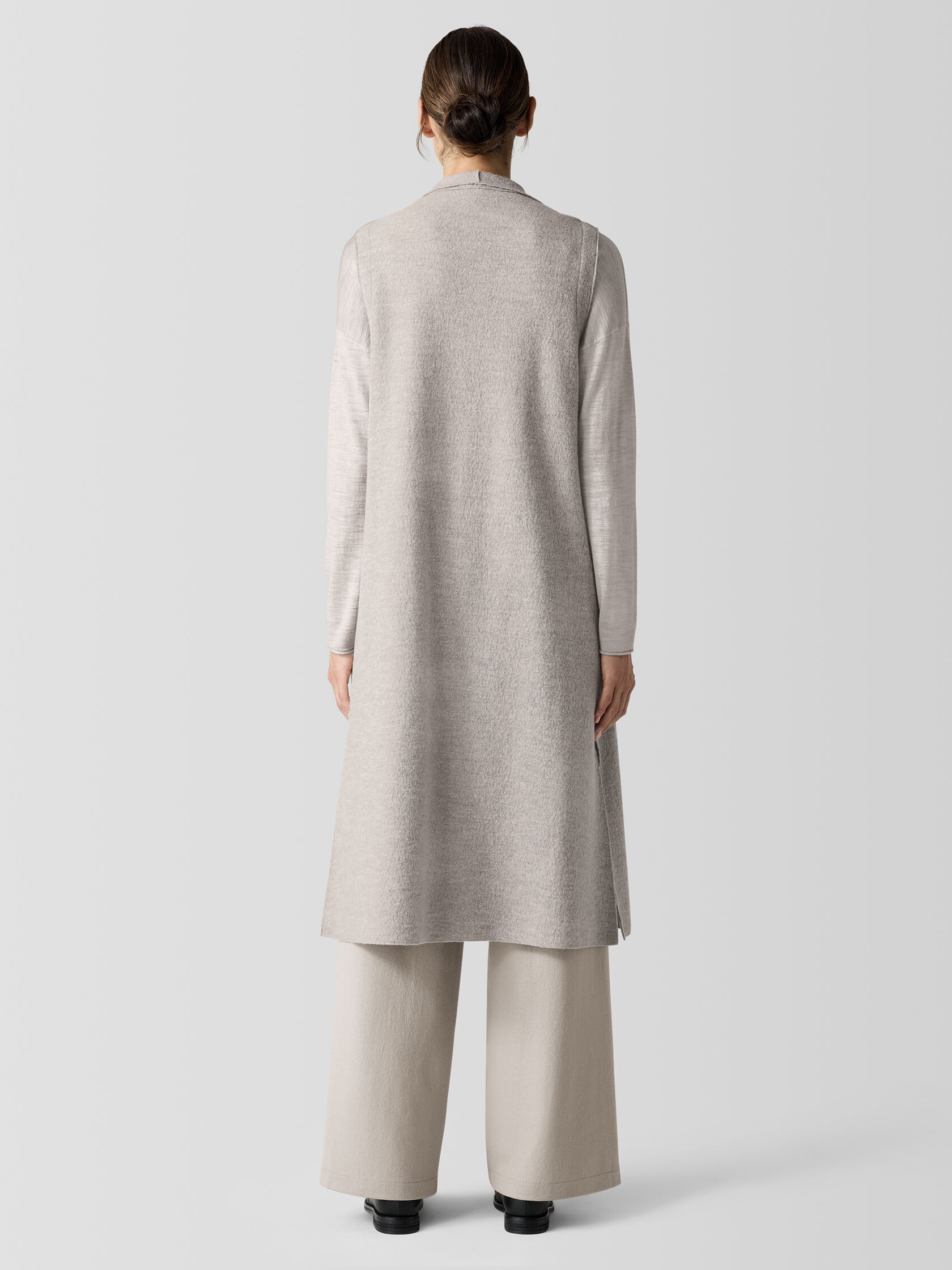 Lightweight Boiled Wool Shawl Collar Vest in Regenerative Wool