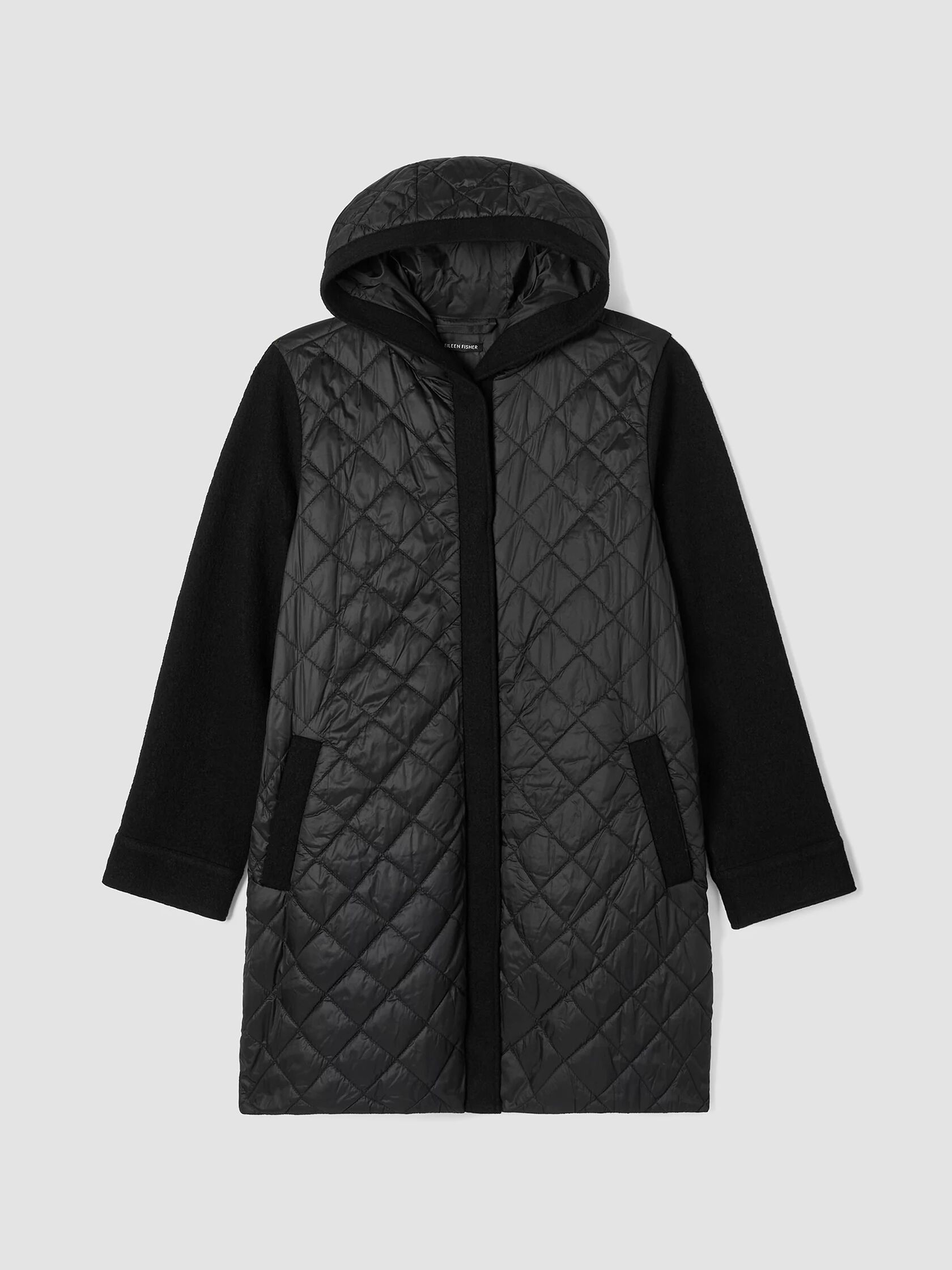 Eggshell Recycled Nylon Hooded Coat