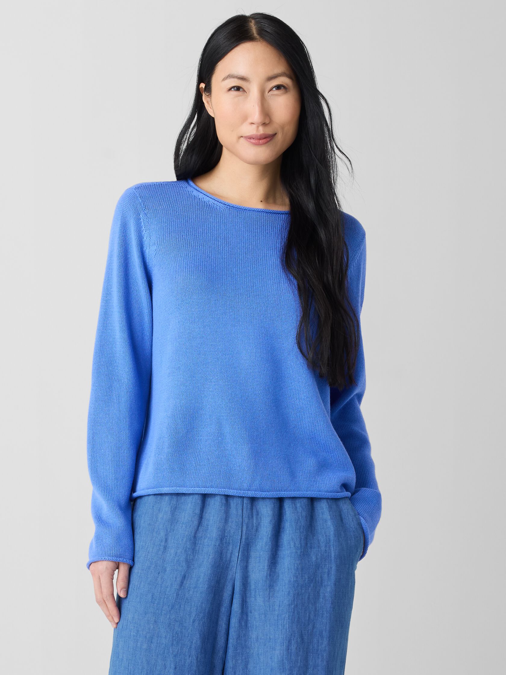 Peruvian Cotton Blend Jewel Neck Top