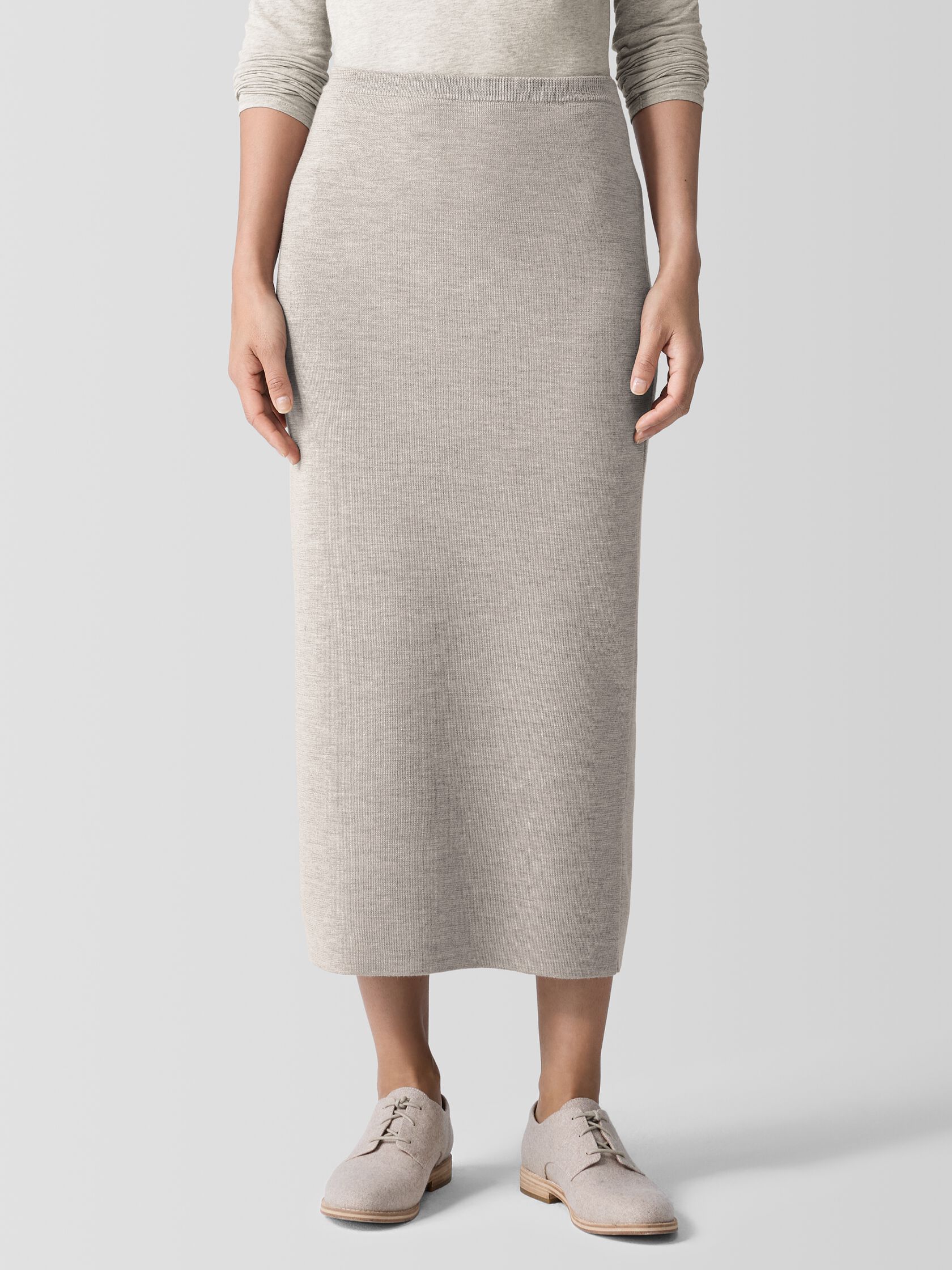 Merino Rib Pencil Skirt in Regenerative Wool
