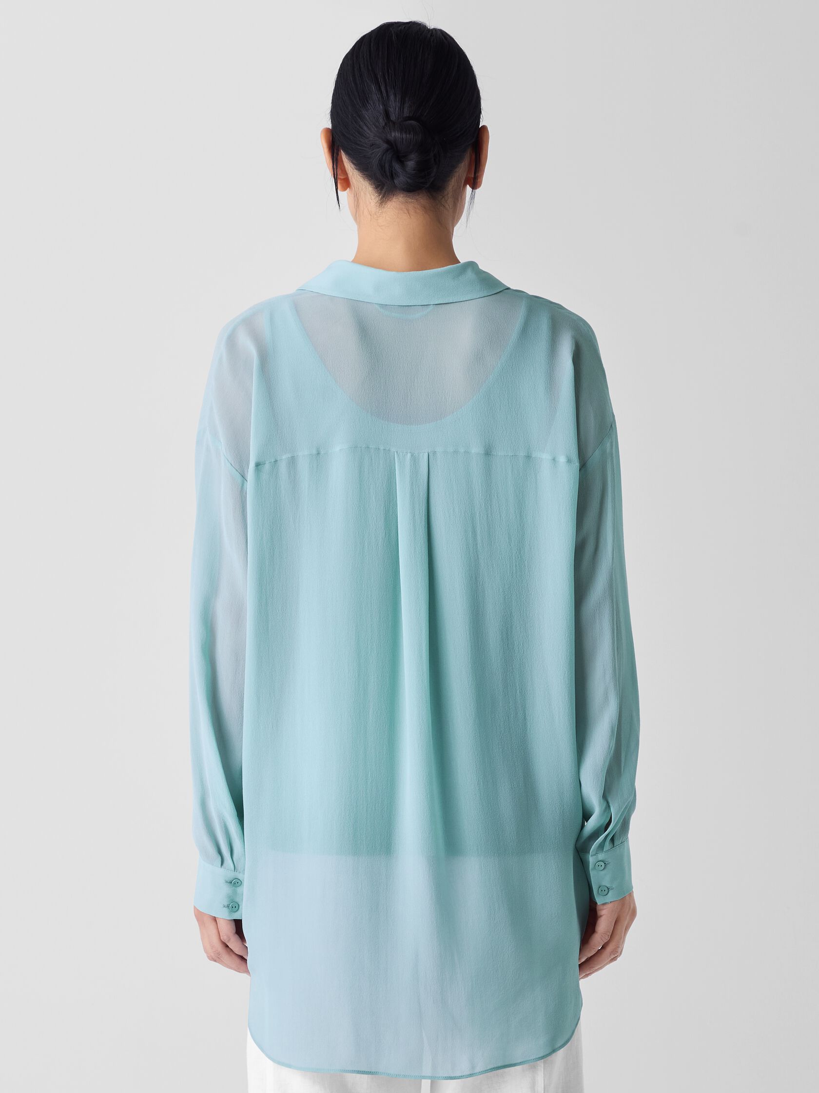 Sheer Silk Georgette Belted Shirt