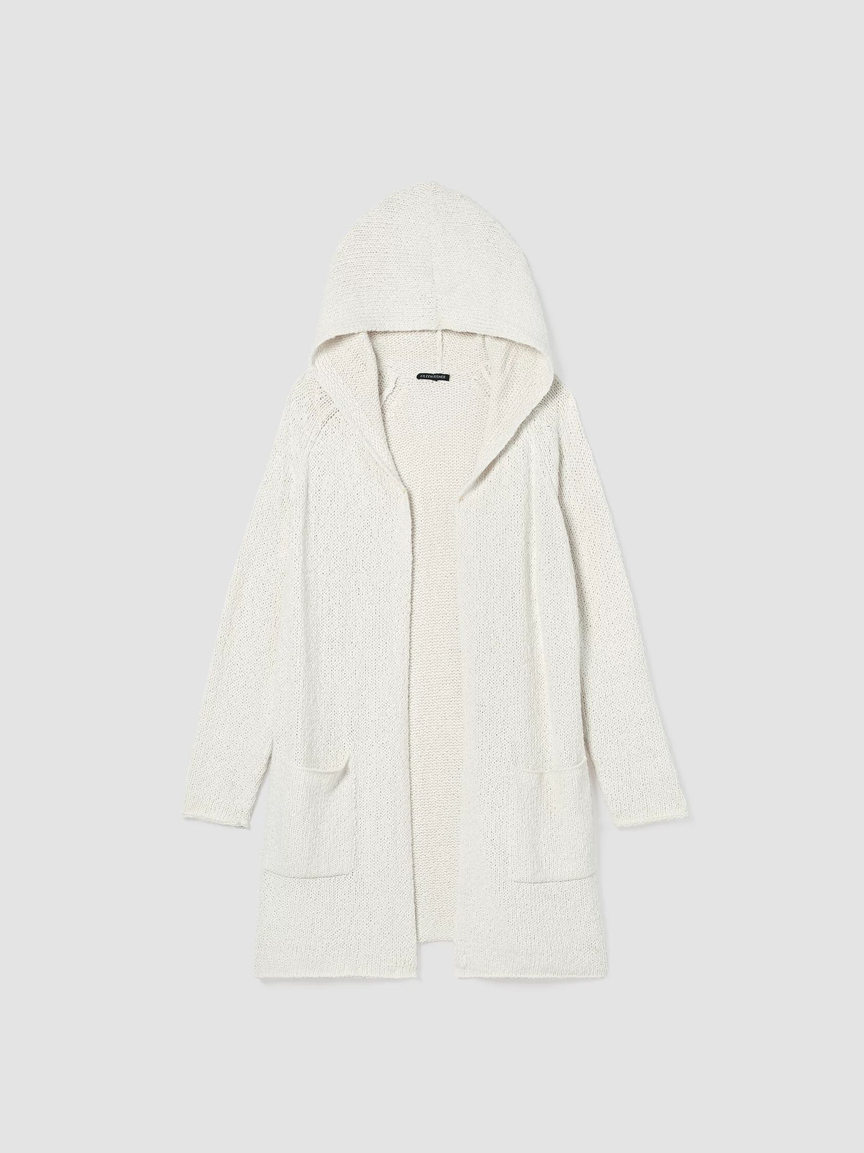 Peruvian Organic Cotton Crimp Hooded Cardigan