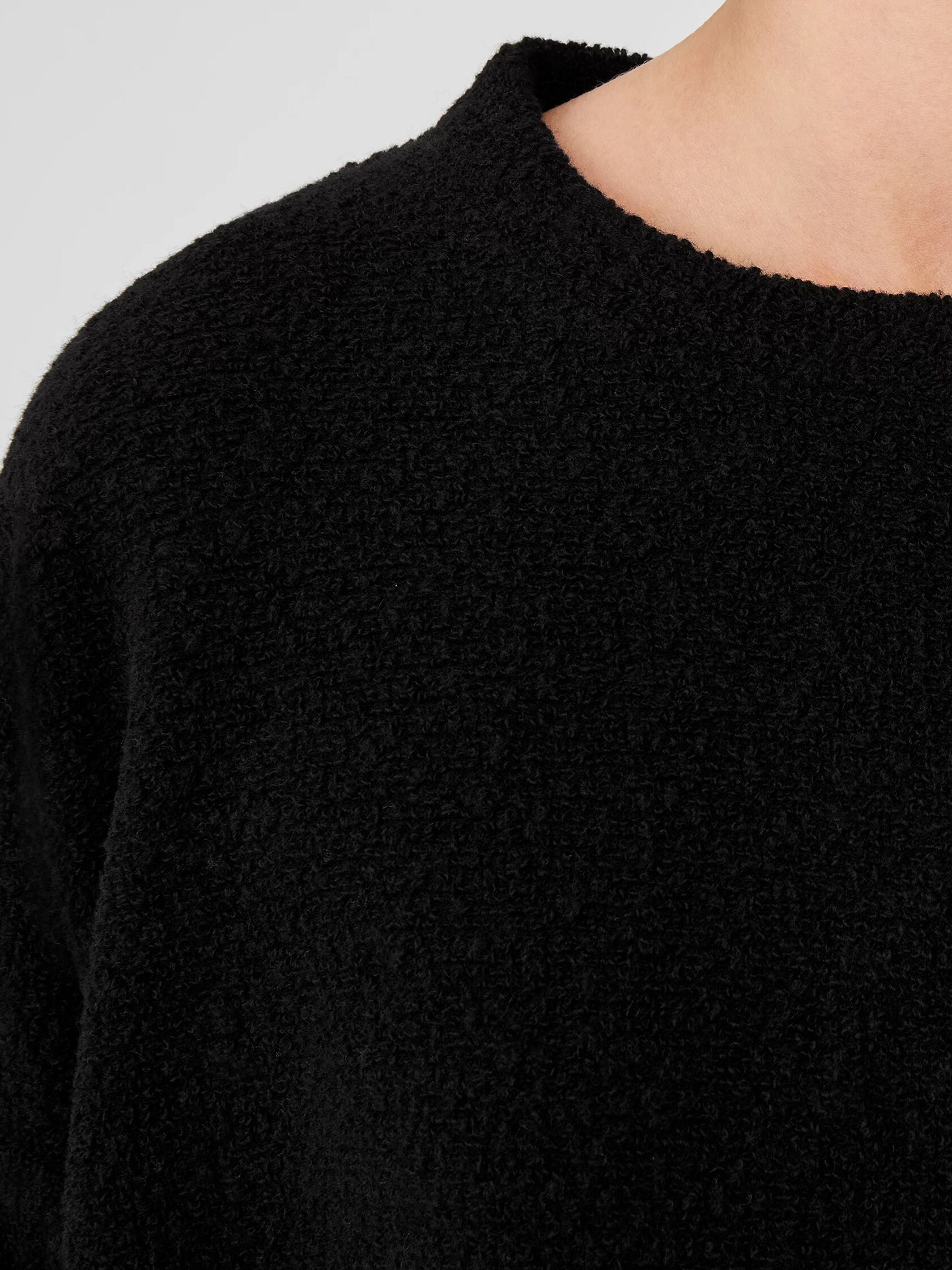 Boucle Wool Knit Crew Neck Box-Top