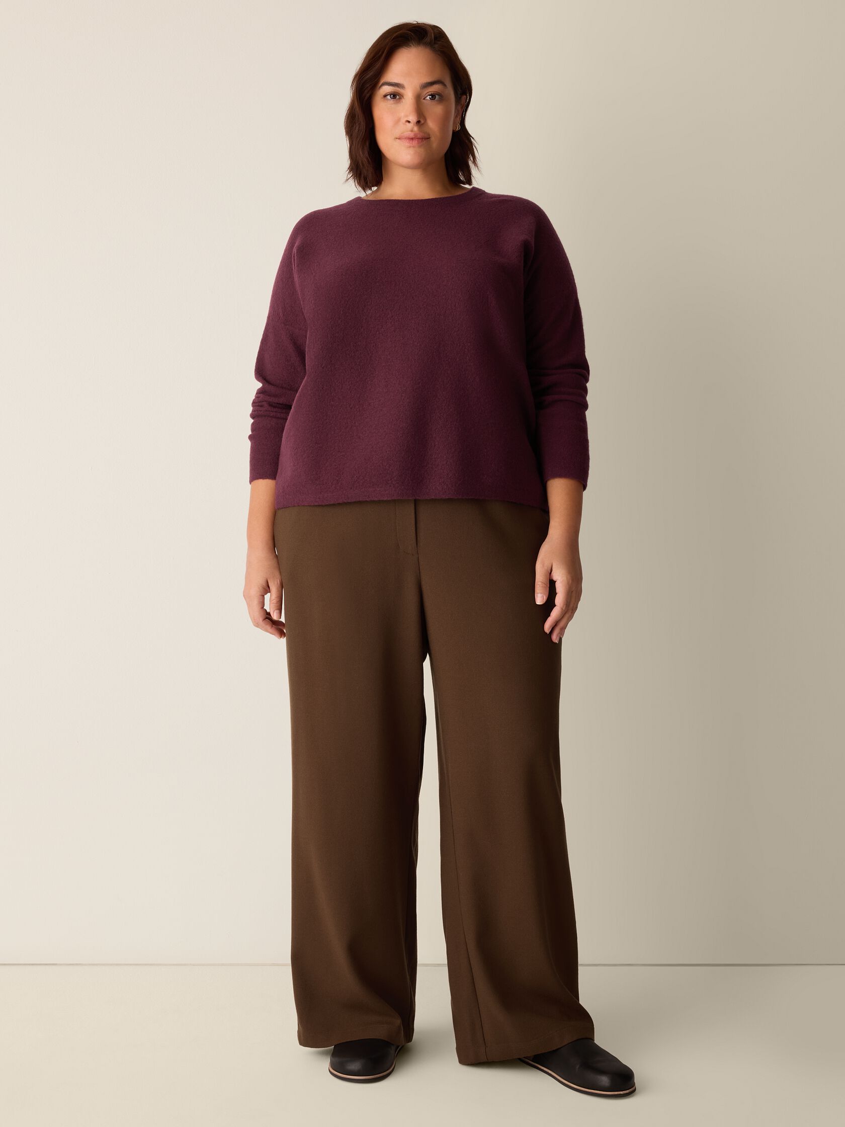 Stretch Wool Crepe Wide-Leg Trouser