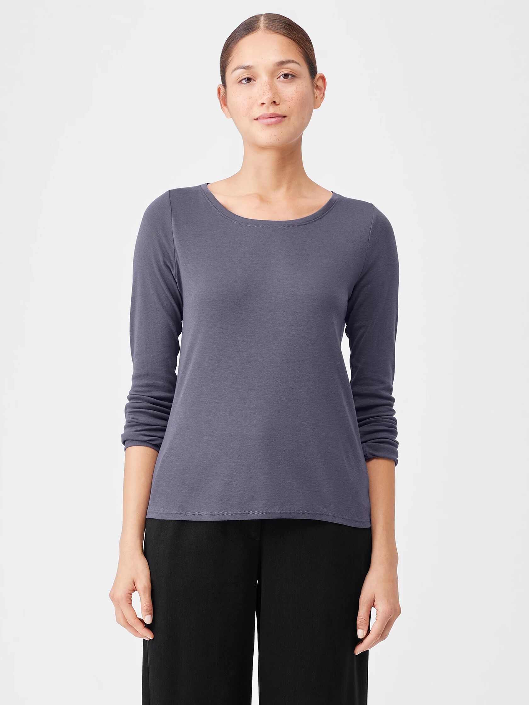 Pima Cotton Blend Scoop Neck Top