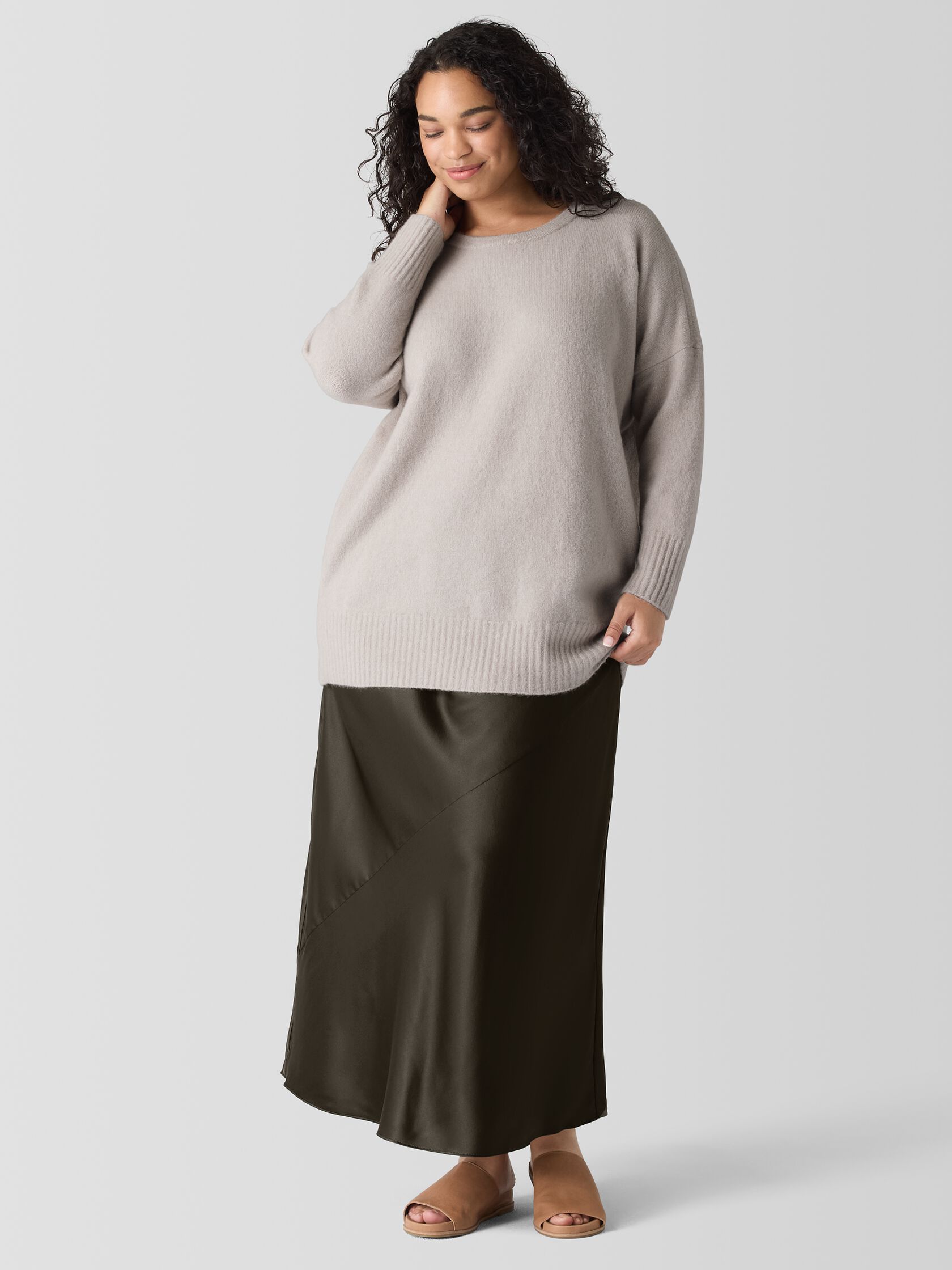 Cashmere Silk Bliss Crew Neck Long Top