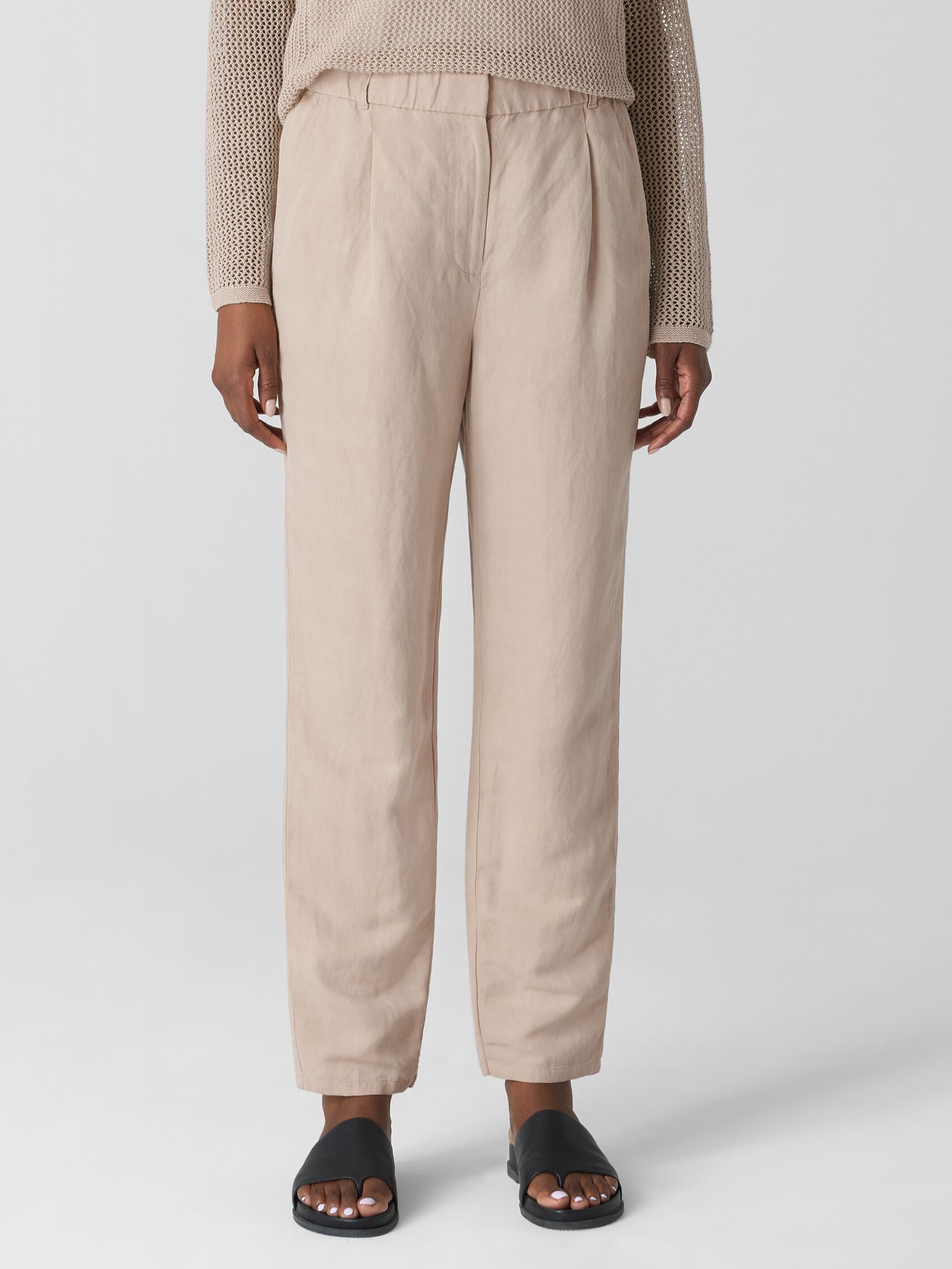 Linen Silk Twill Tapered Pant