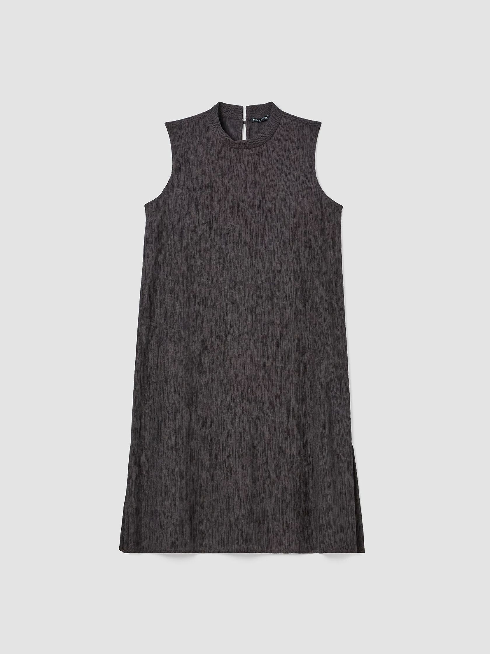 Woven Pliss&eacute; Mock Neck Dress