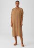 Puckered Organic Linen Long Shirtdress