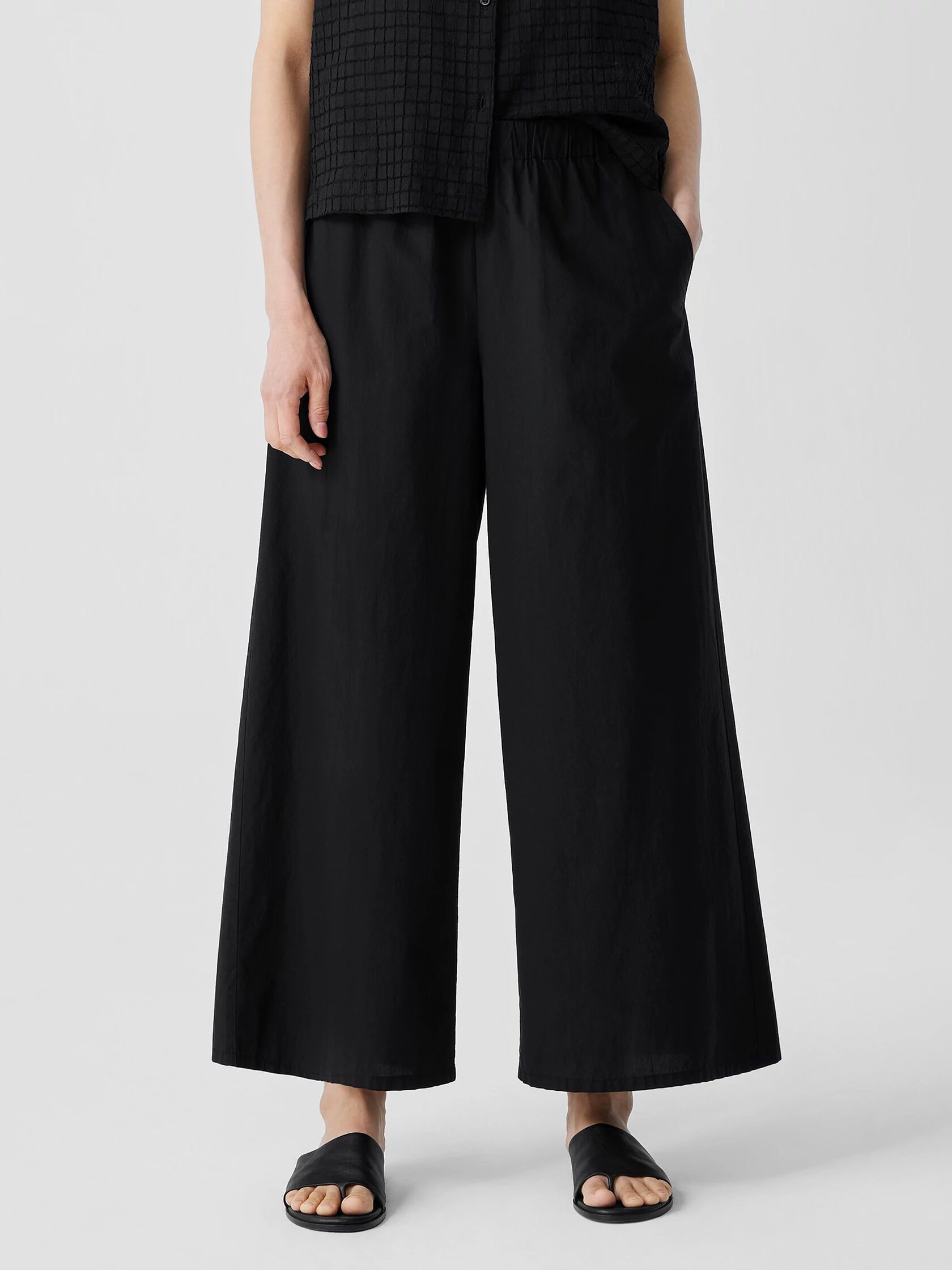 Washed Organic Cotton Poplin Wide-Leg Pant