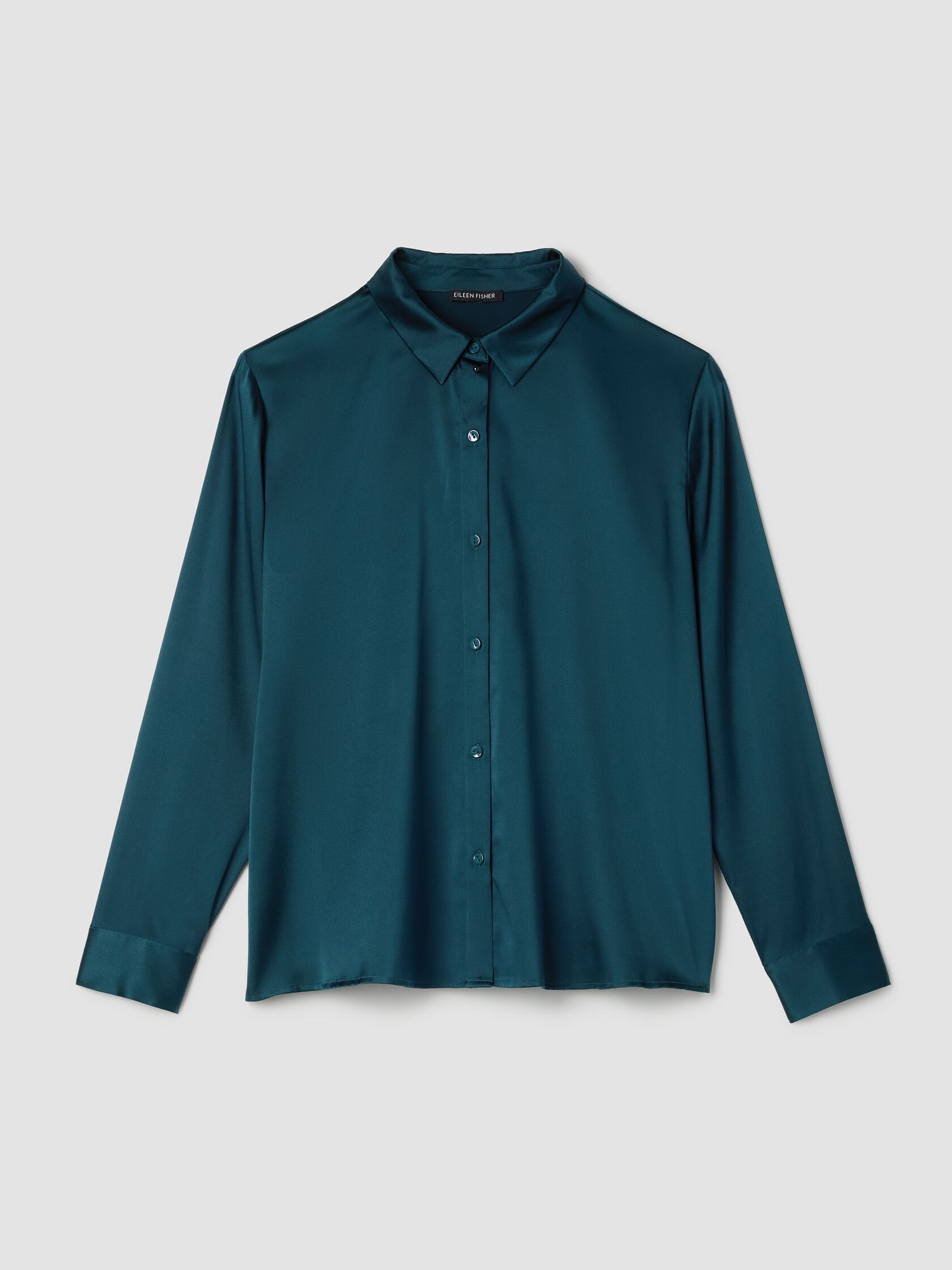Stretch Silk Charmeuse Classic Collar Shirt