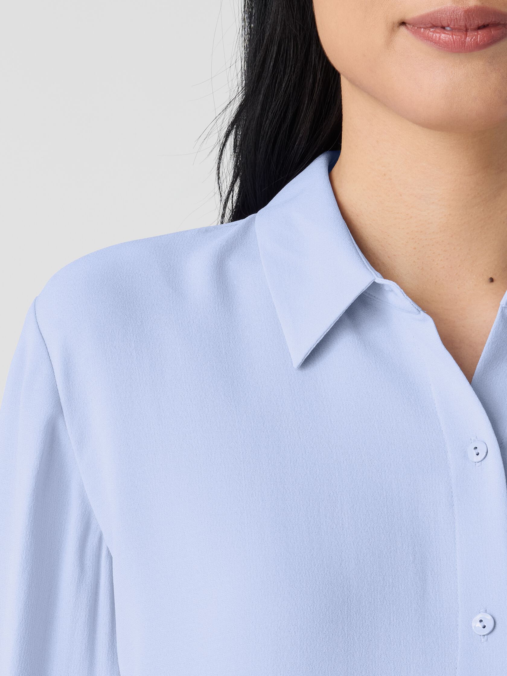 Silk Georgette Crepe Classic Collar Shirt