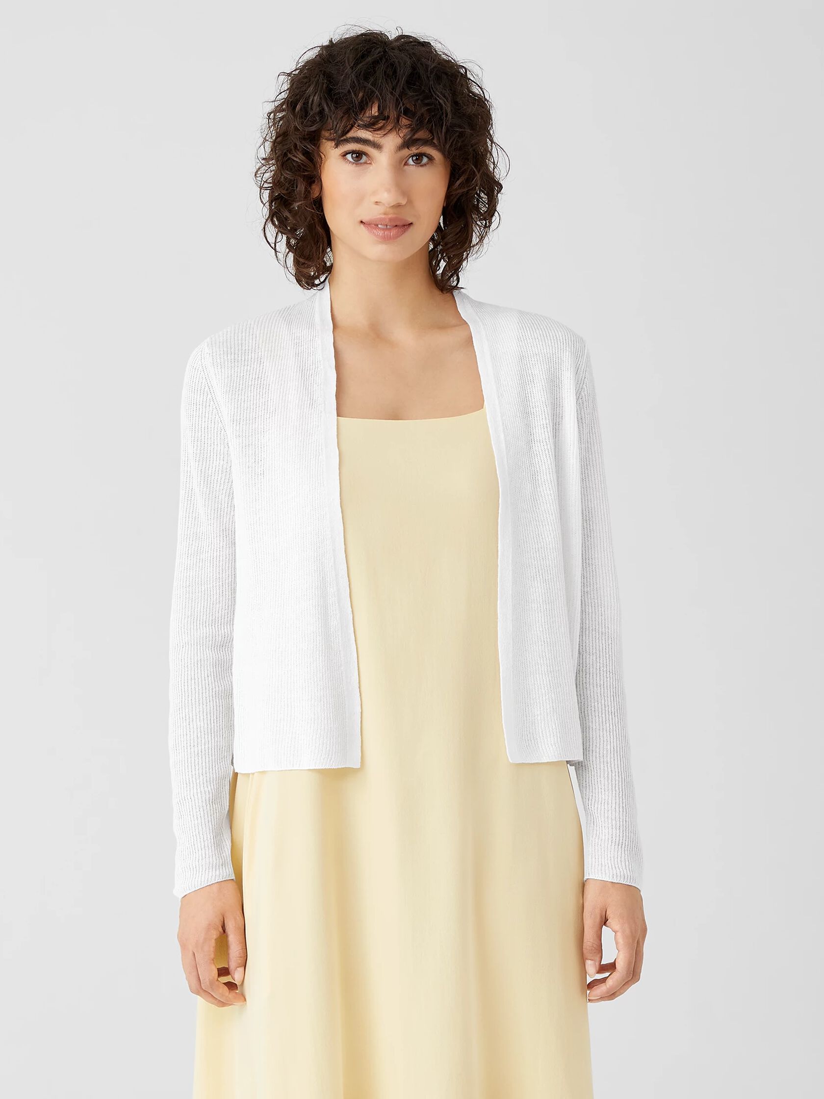 Organic Linen Cotton Tuck Cropped Cardigan