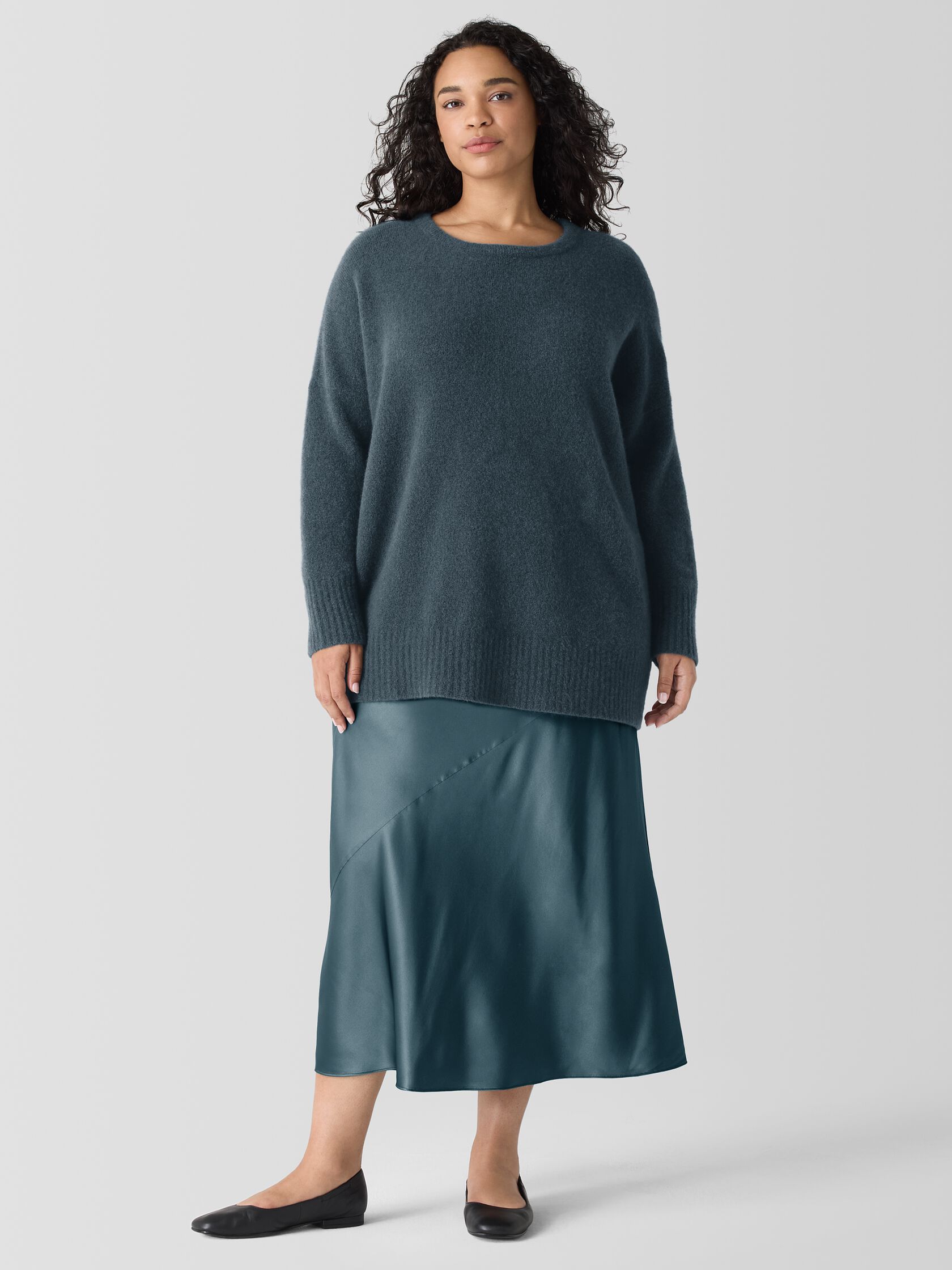 Cashmere Silk Bliss Crew Neck Long Top