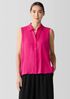 Silk Georgette Crepe Classic Collar Sleeveless Shirt