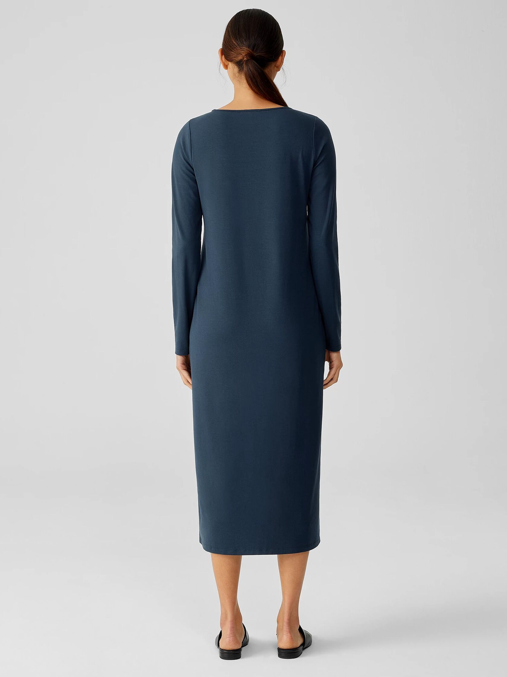 Stretch Jersey Knit Jewel Neck Dress