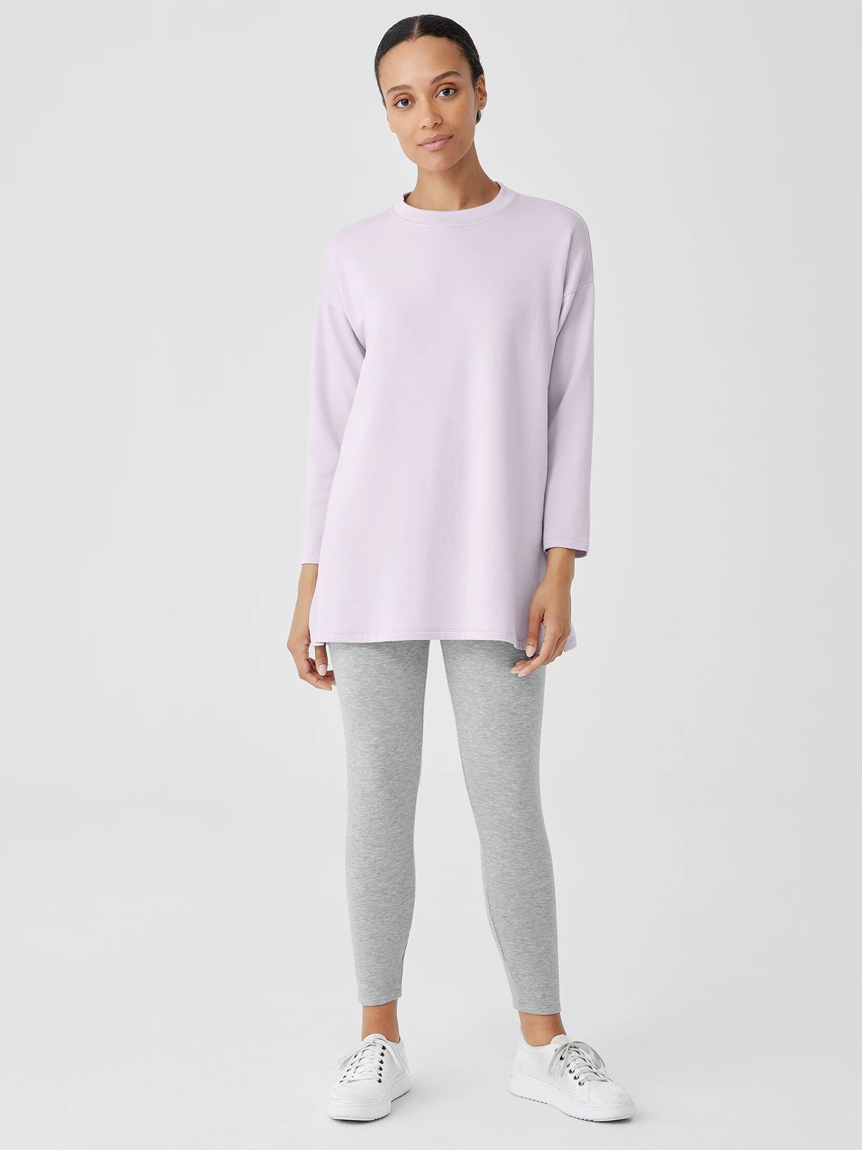 Cozy Brushed Terry Hug Crew Neck Long Top