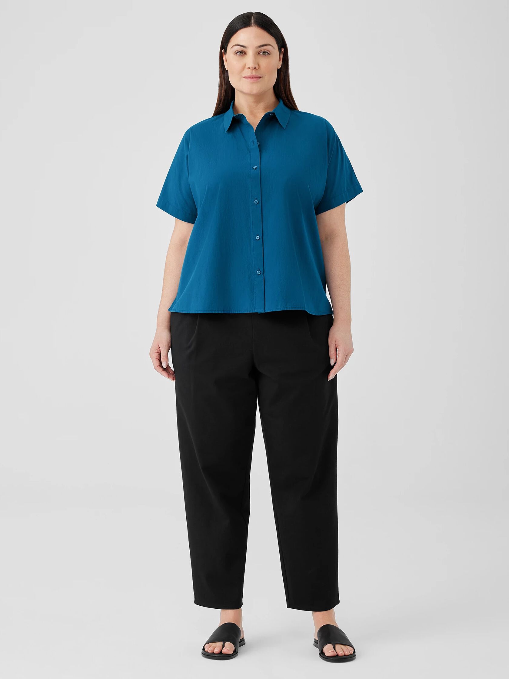 Washed Organic Cotton Poplin Short-Sleeve Shirt