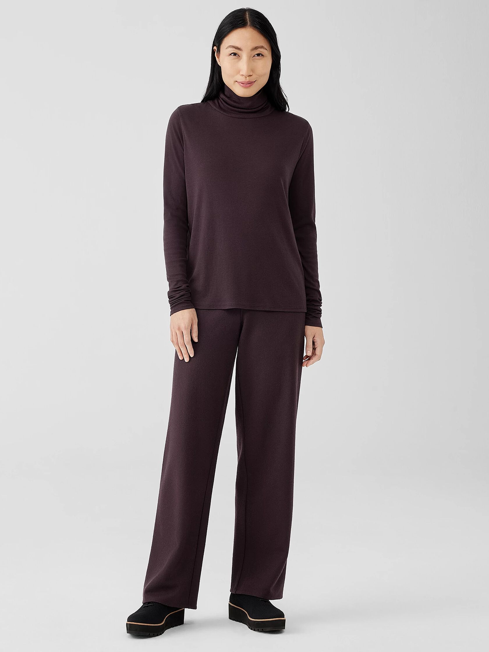Pima Cotton Blend Turtleneck Top