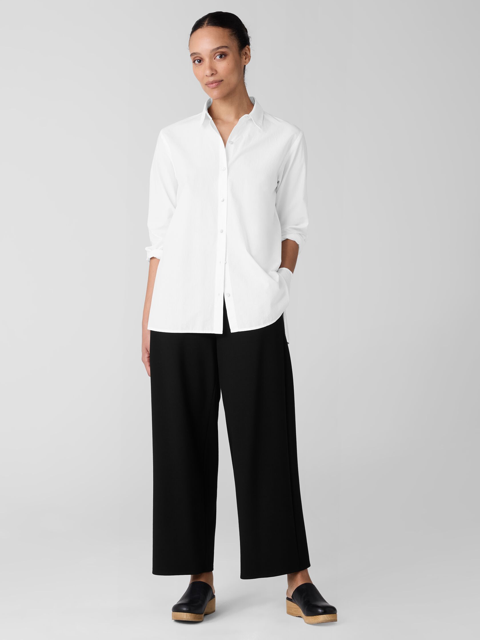 Washed Organic Cotton Poplin Classic Collar Shirt