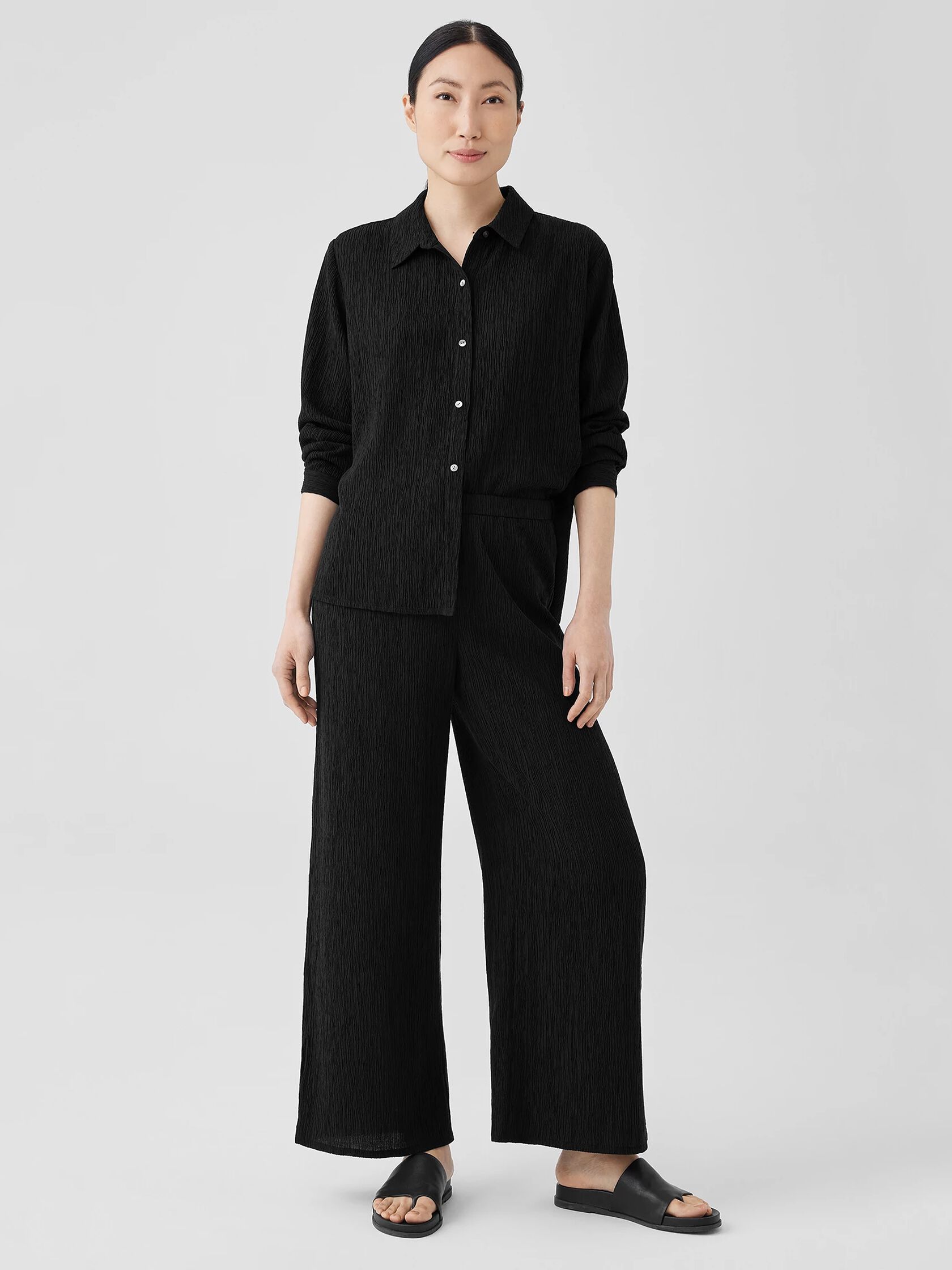 Woven Pliss&eacute; Wide-Leg Pant