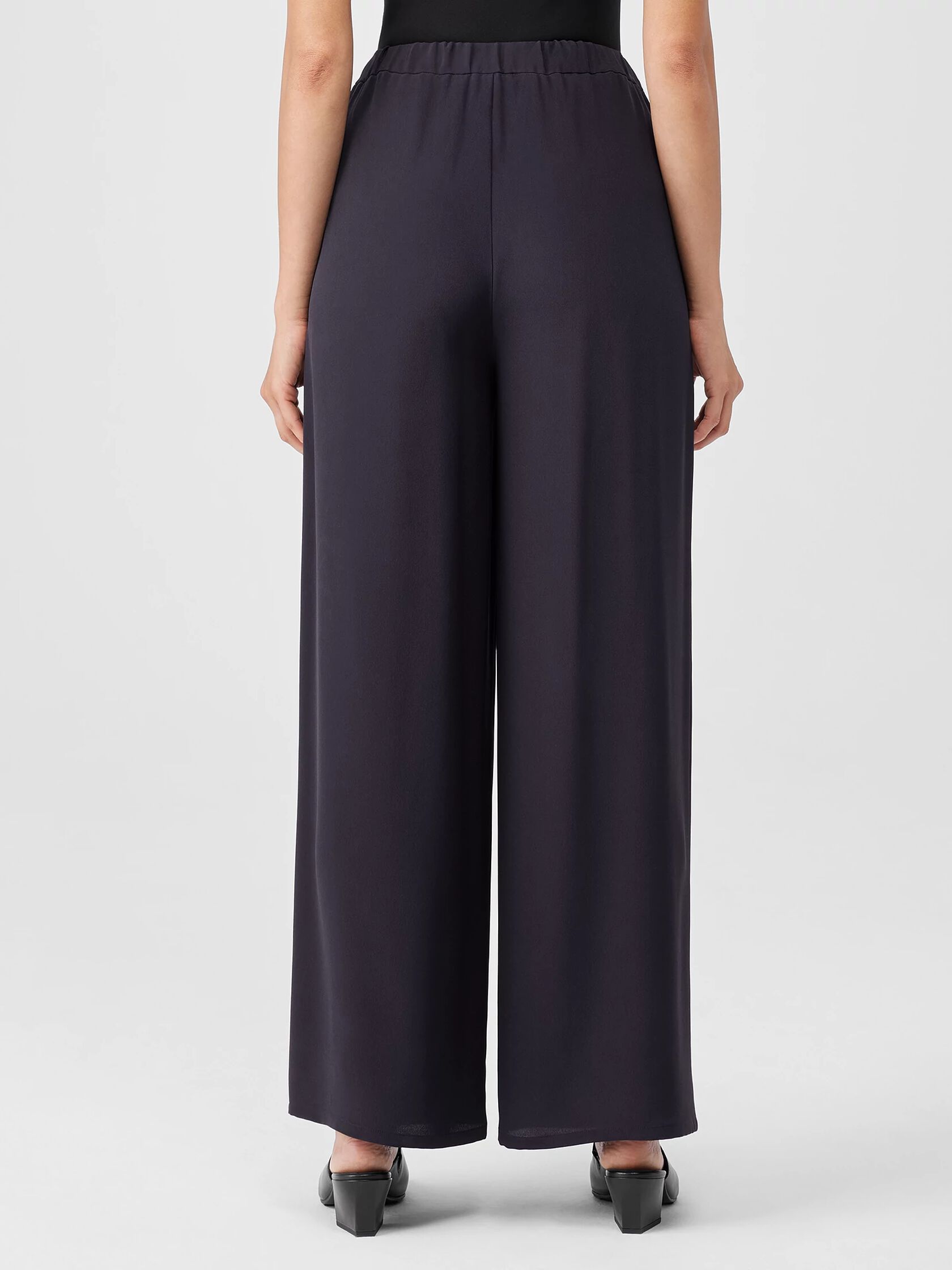 Silk Double Crepe Wide-Leg Pant