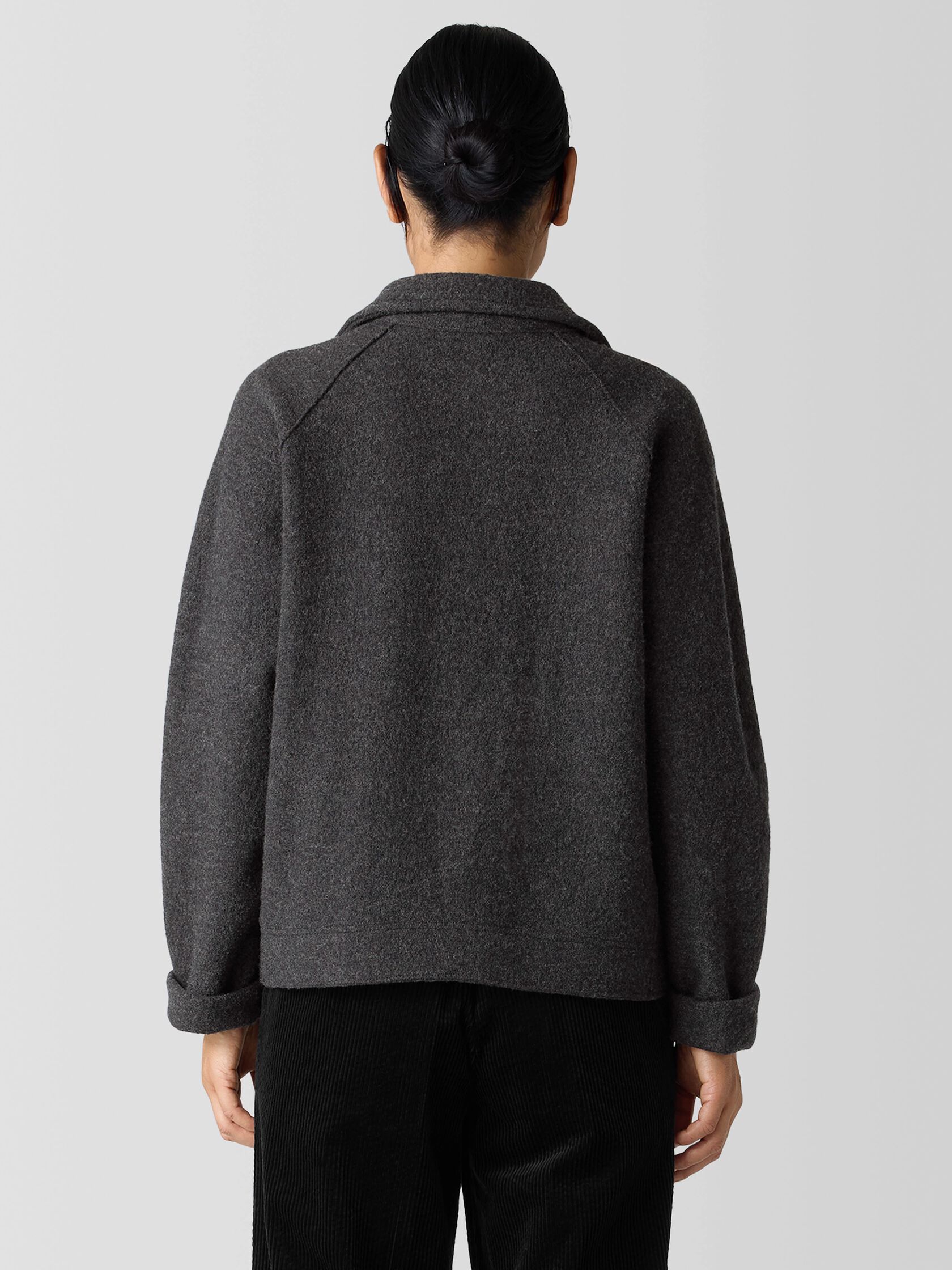 Lightweight Boiled Wool Motorcycle Jacket in Regenerative Wool