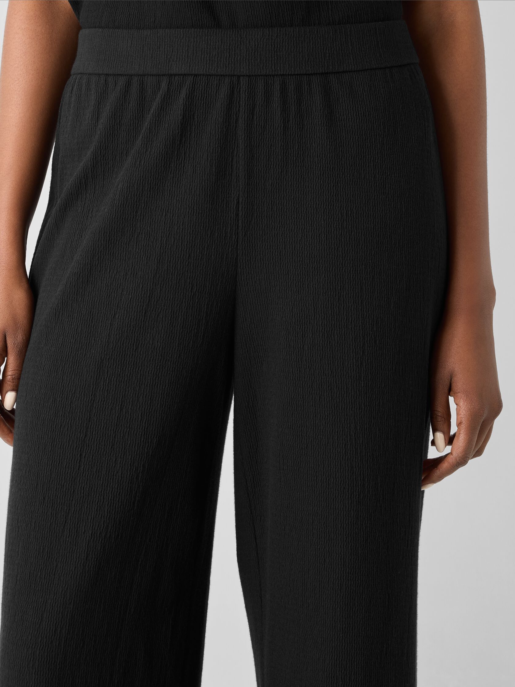 Crinkled Jersey Wide-Leg Pant