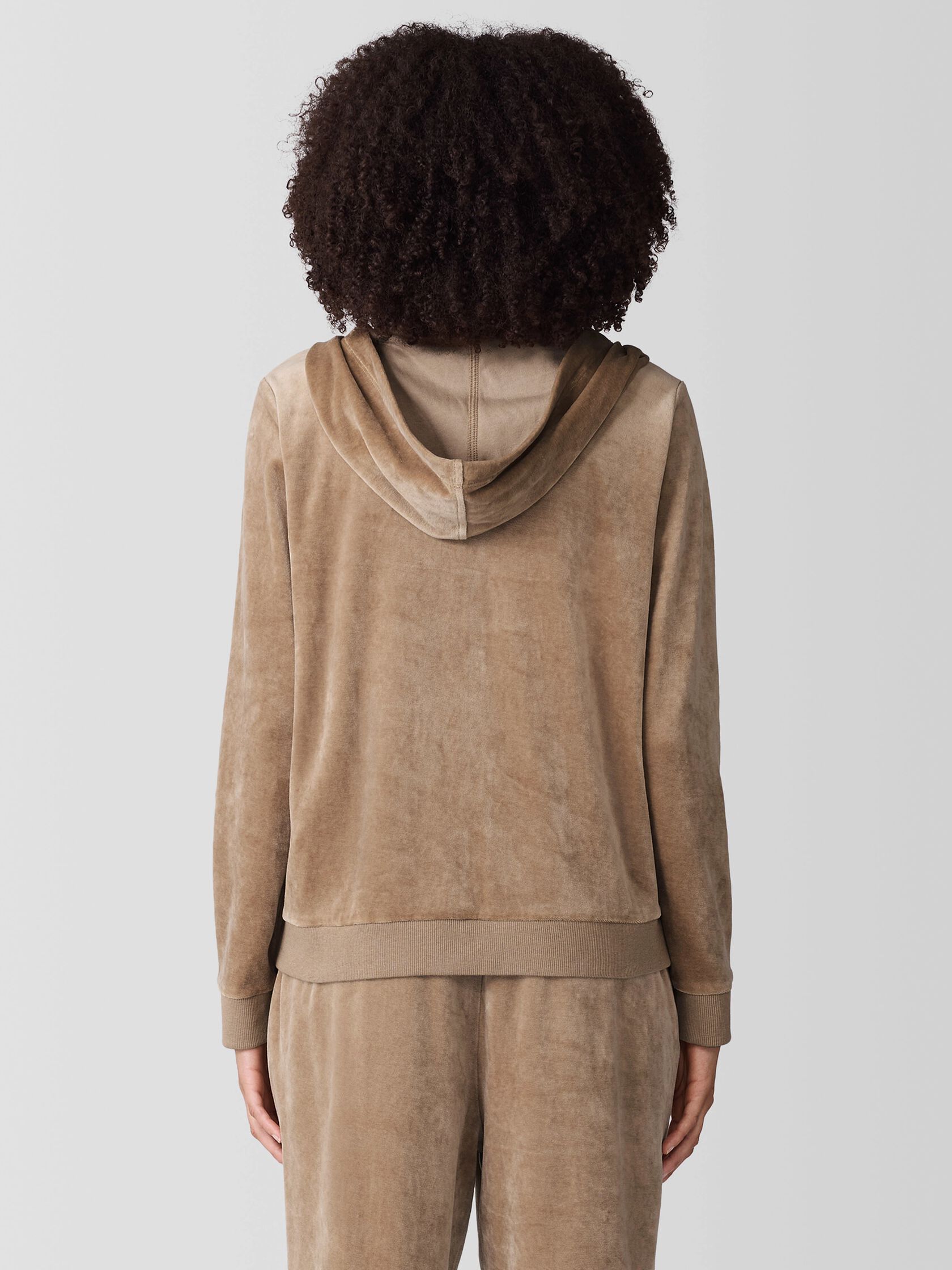 Cozy Velour Knit Hooded Jacket