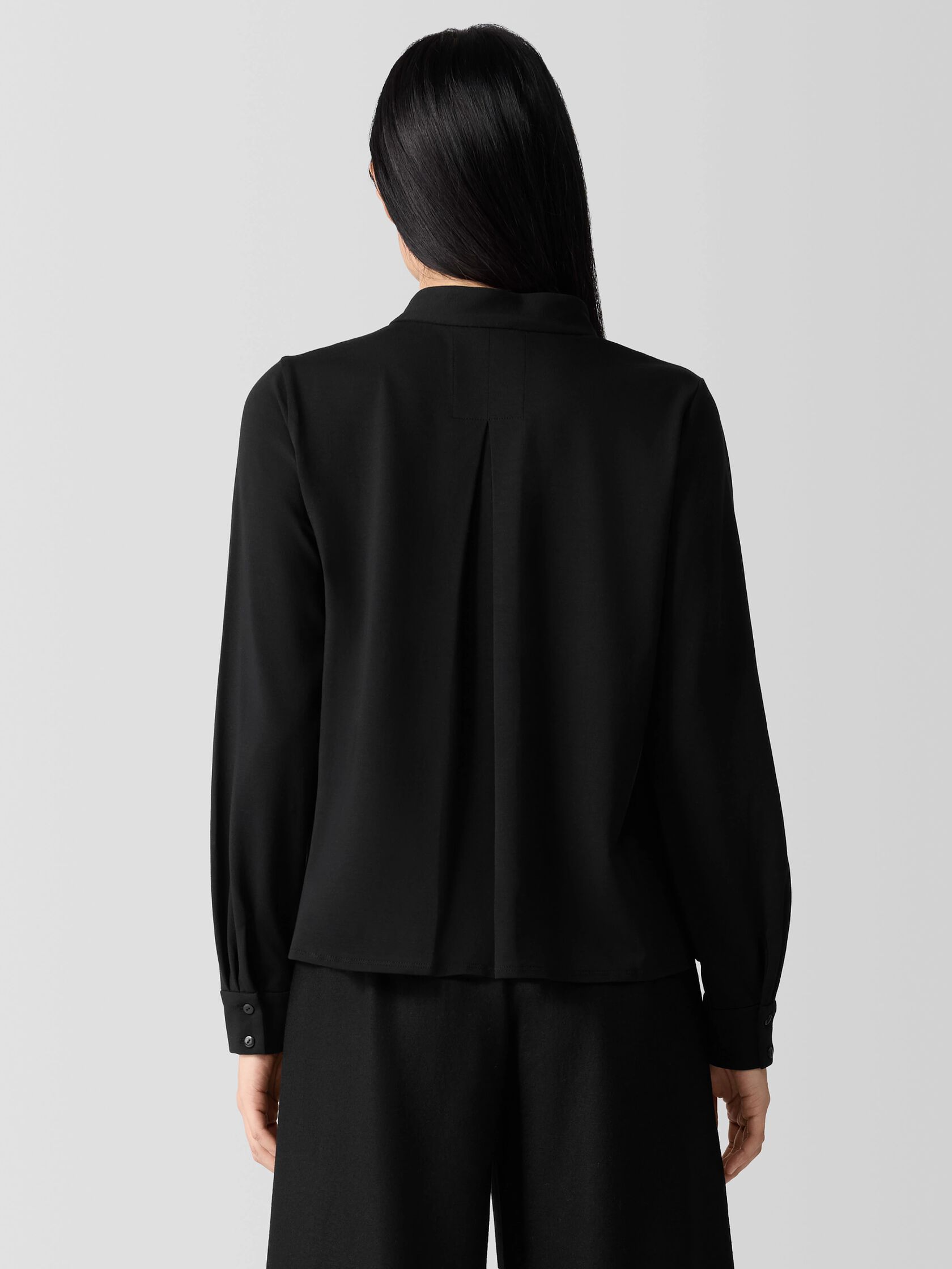 Stretch Jersey Knit Band Collar Top