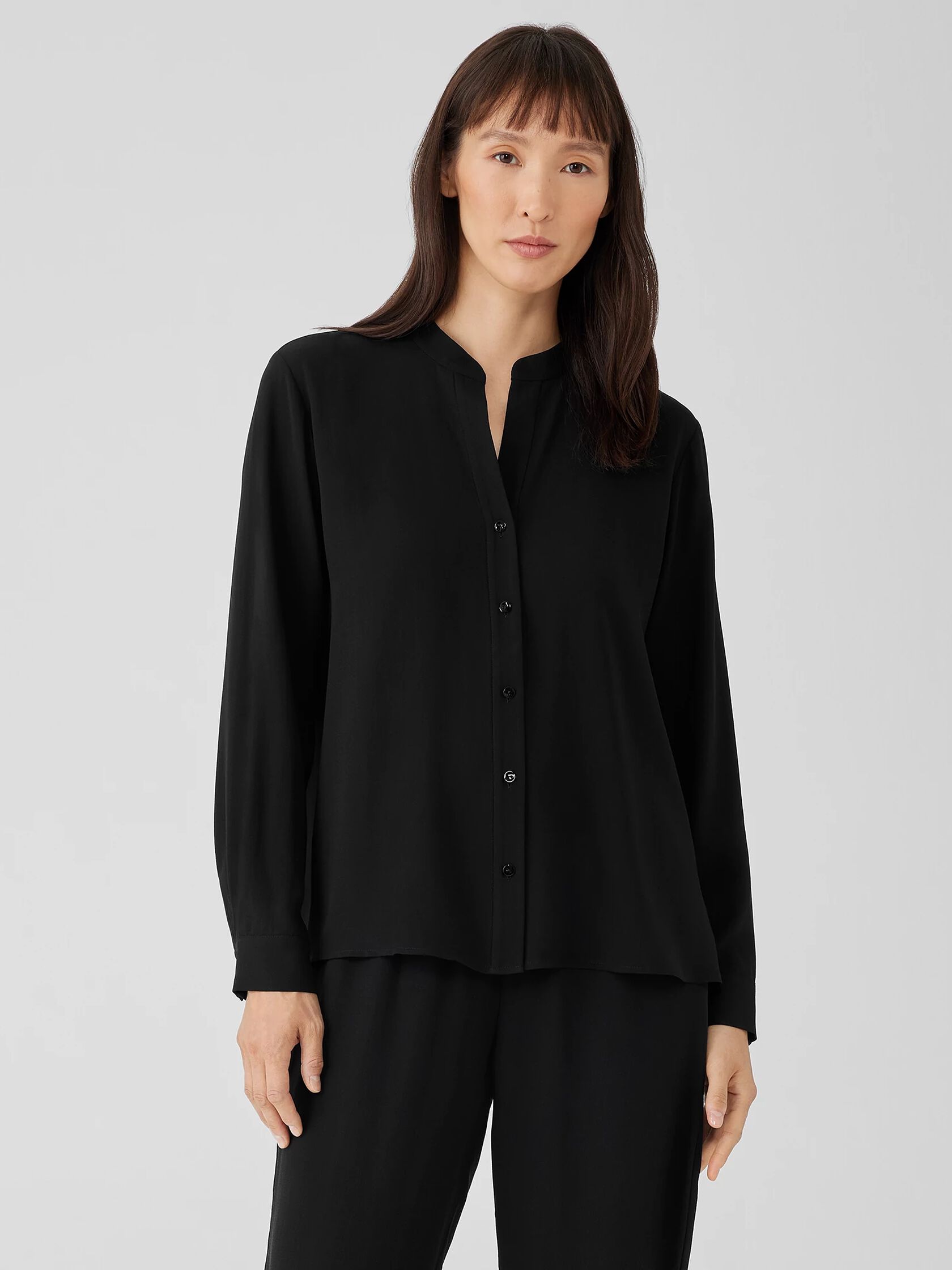 Silk Georgette Crepe Shirred-Back&nbsp;Shirt