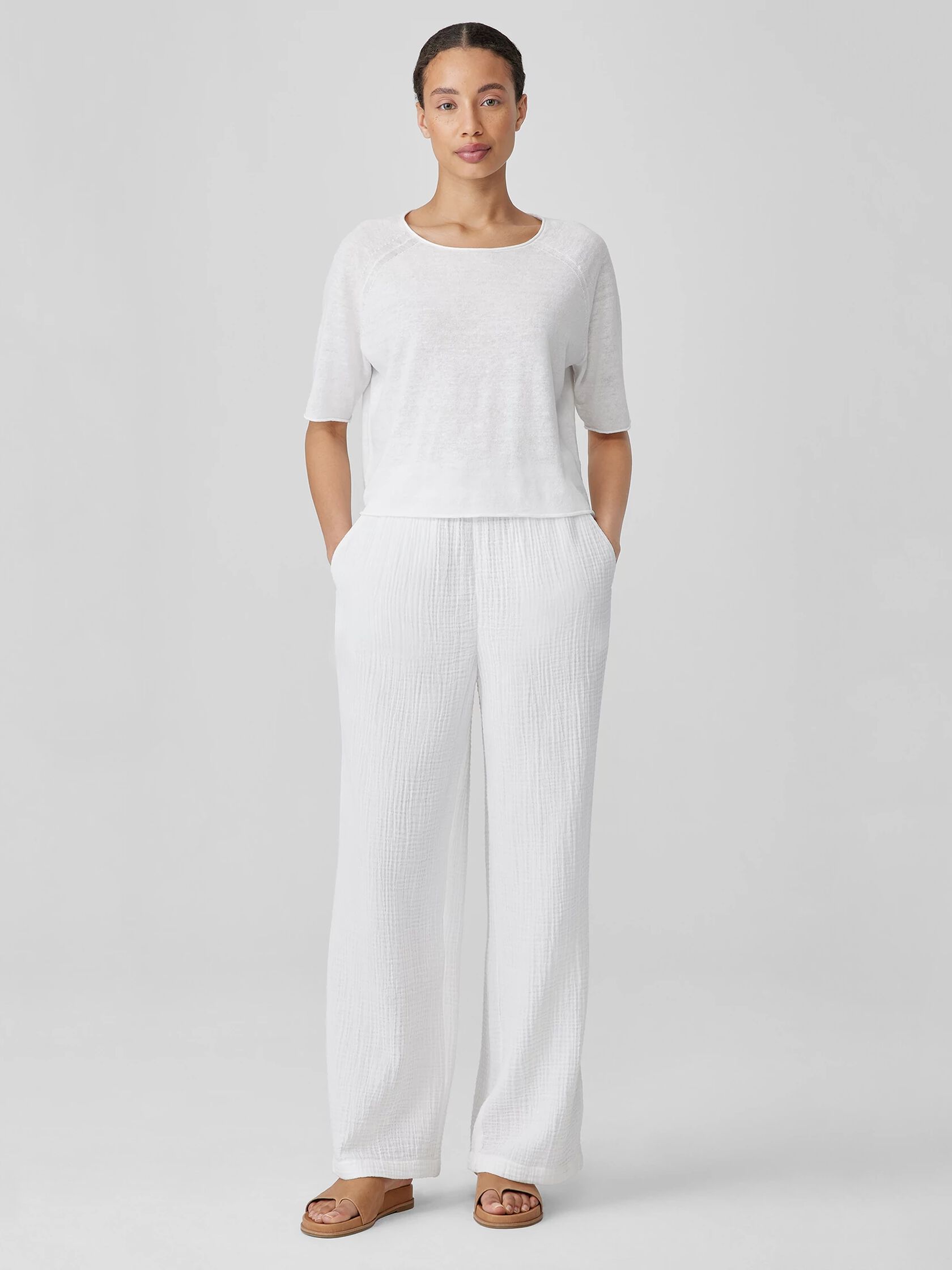 Organic Linen Cotton Jewel Neck Top