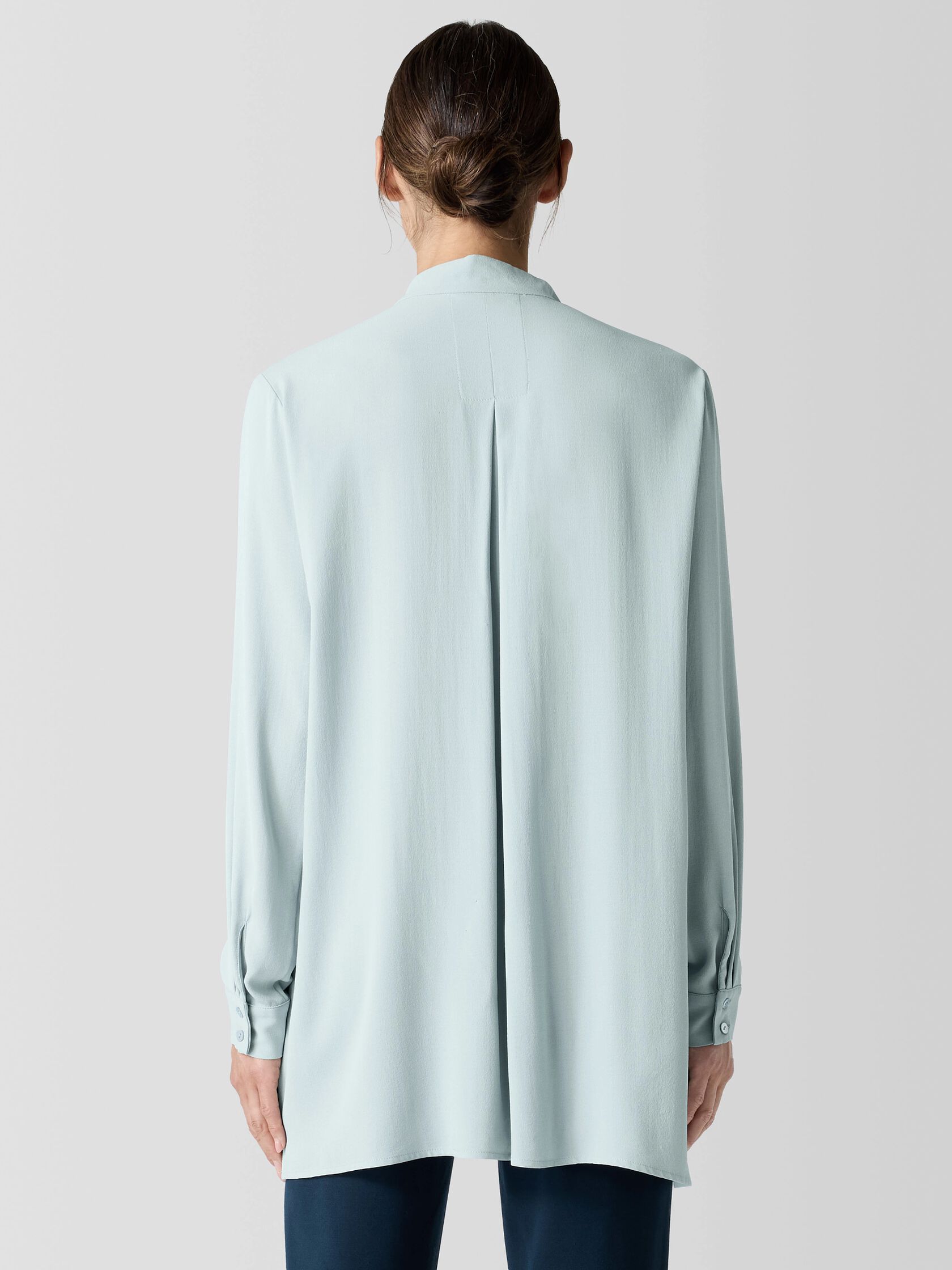 Silk Georgette Crepe Stand Collar Top