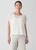 Organic Cotton Cord Sheen Jewel Neck Top