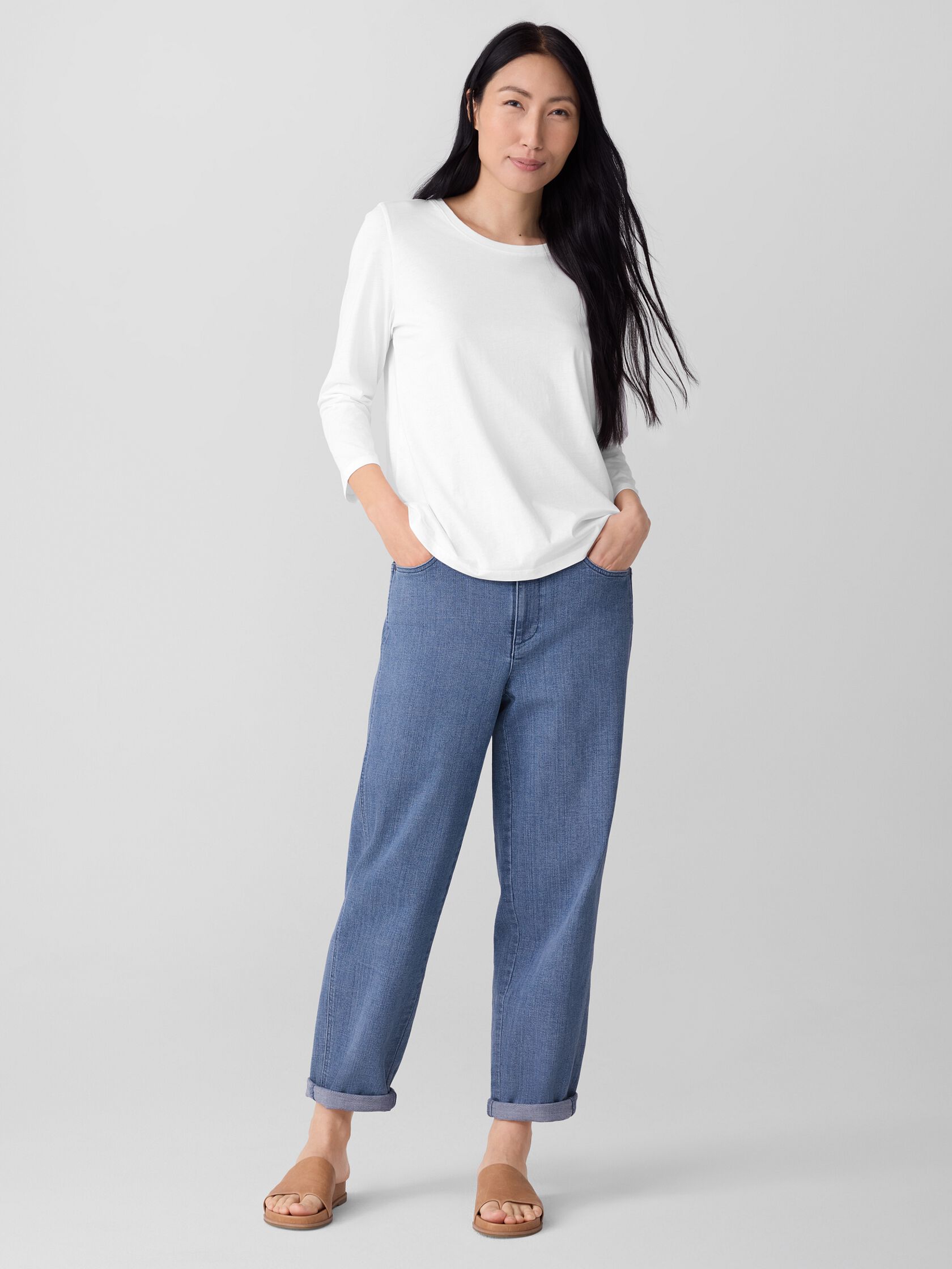 Organic Pima Cotton Jersey 3/4-Sleeve Tee