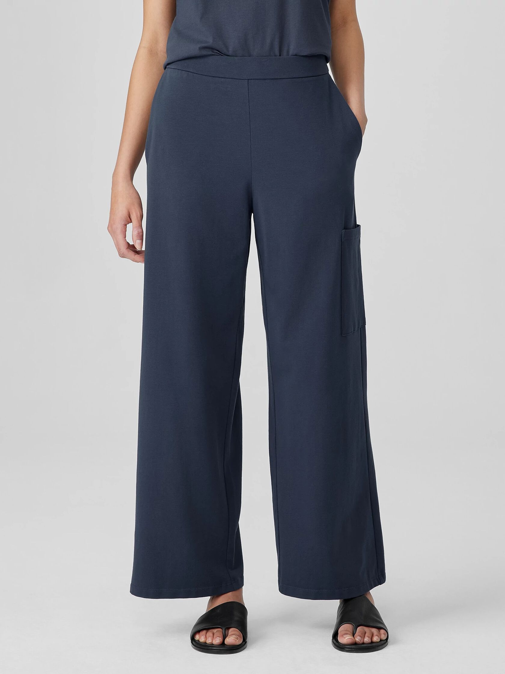 Pima Cotton Stretch Jersey Wide-Leg Pant With Pockets